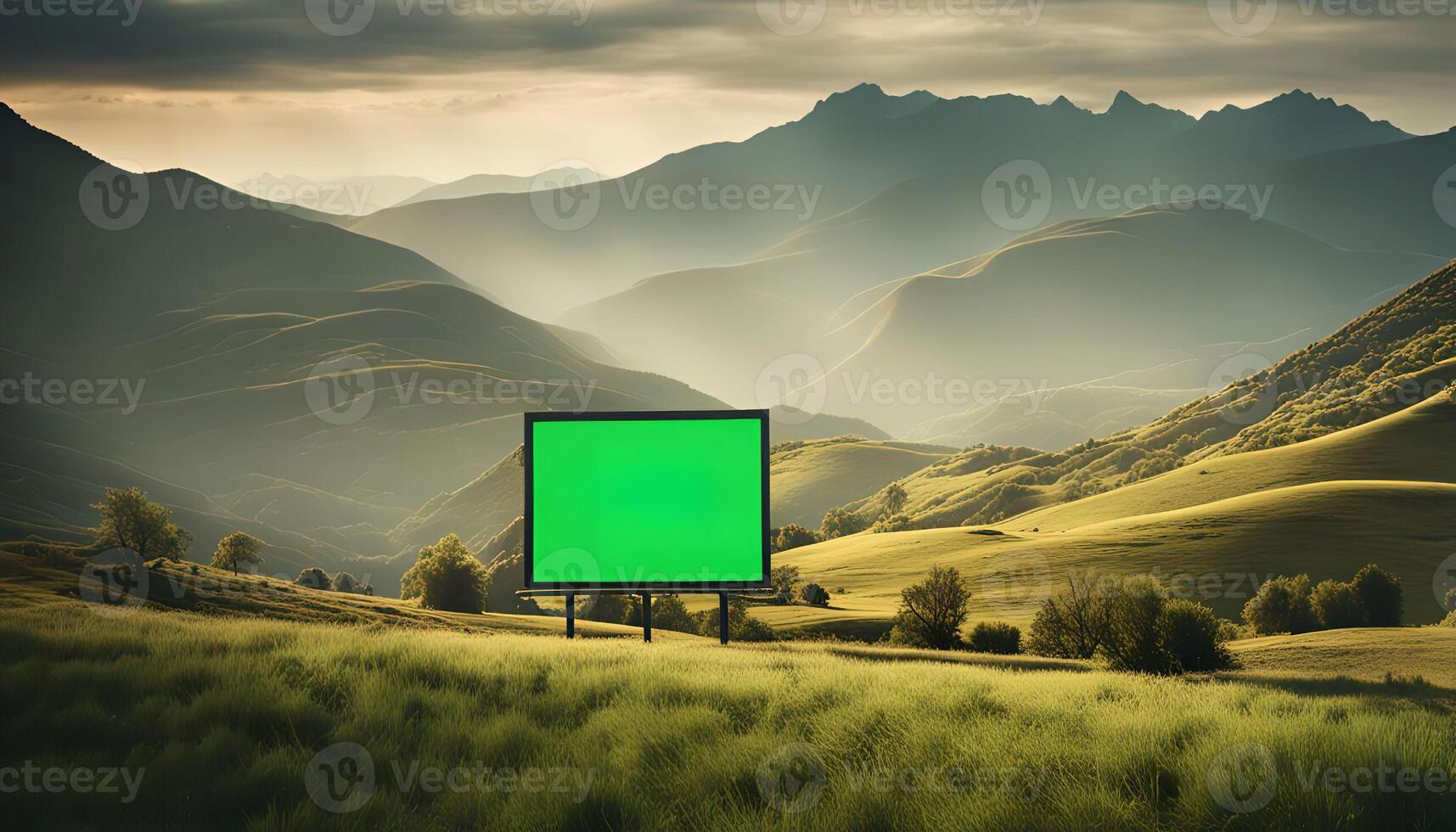 Green Screen Billboard in Mountain Valley photo