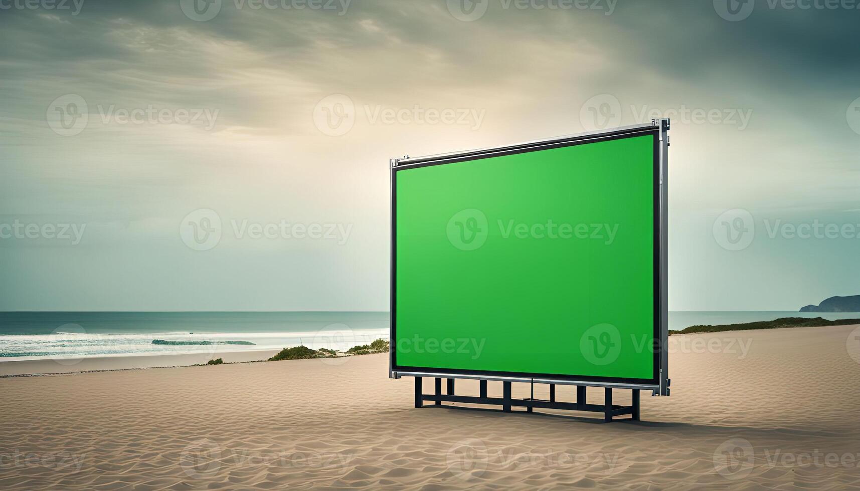 Green Screen Billboard on Beach photo