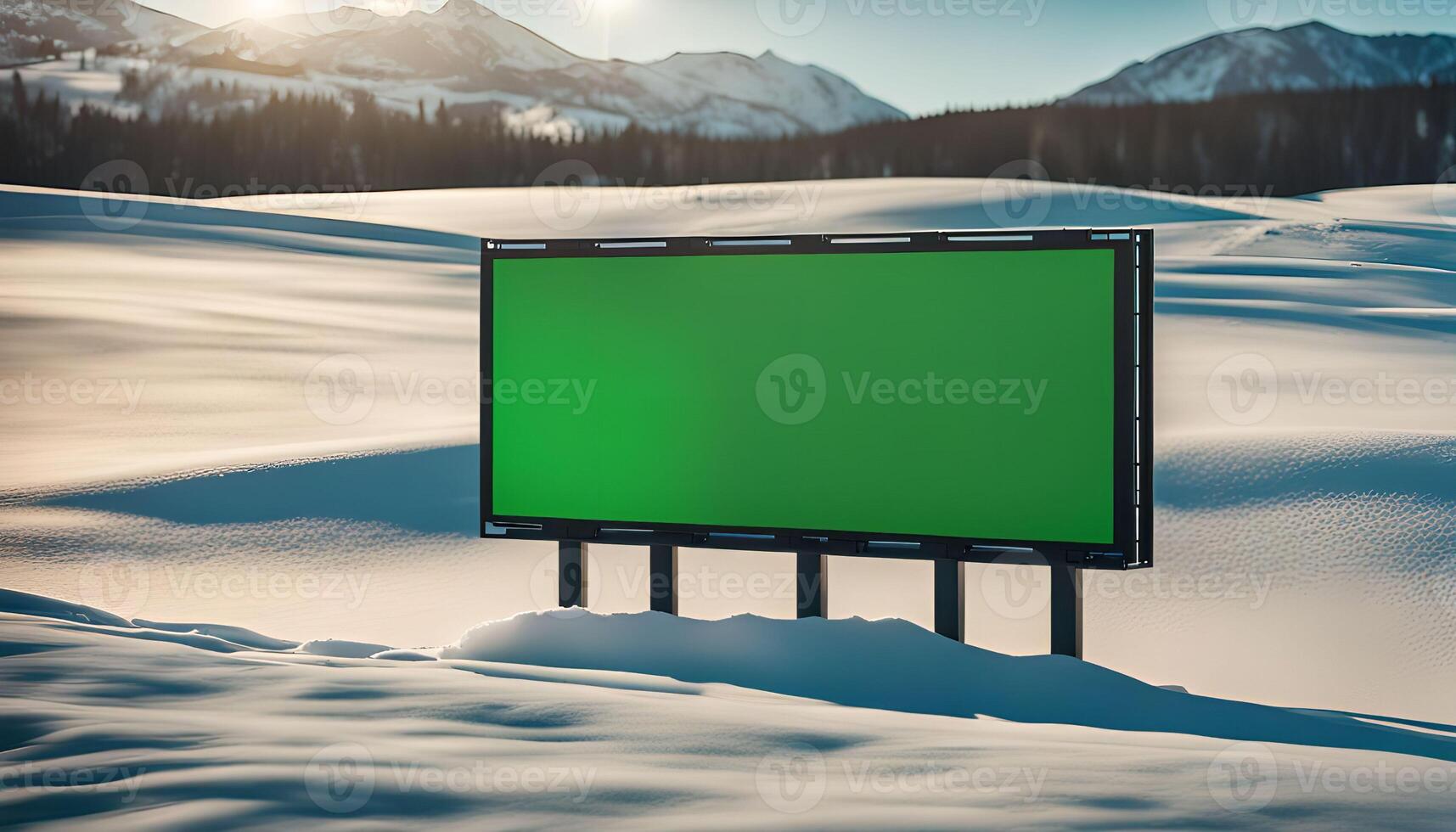 Green Screen Billboard in a Snowy Landscape photo