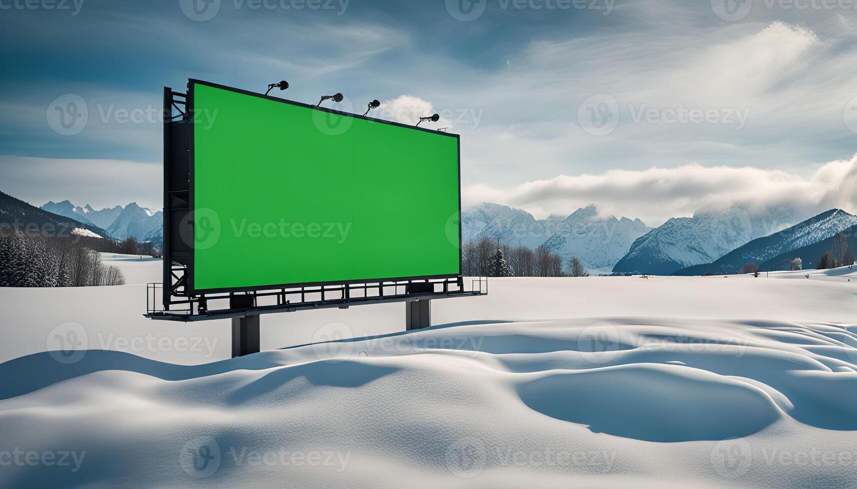 Billboard in a Snowy Mountain Landscape photo