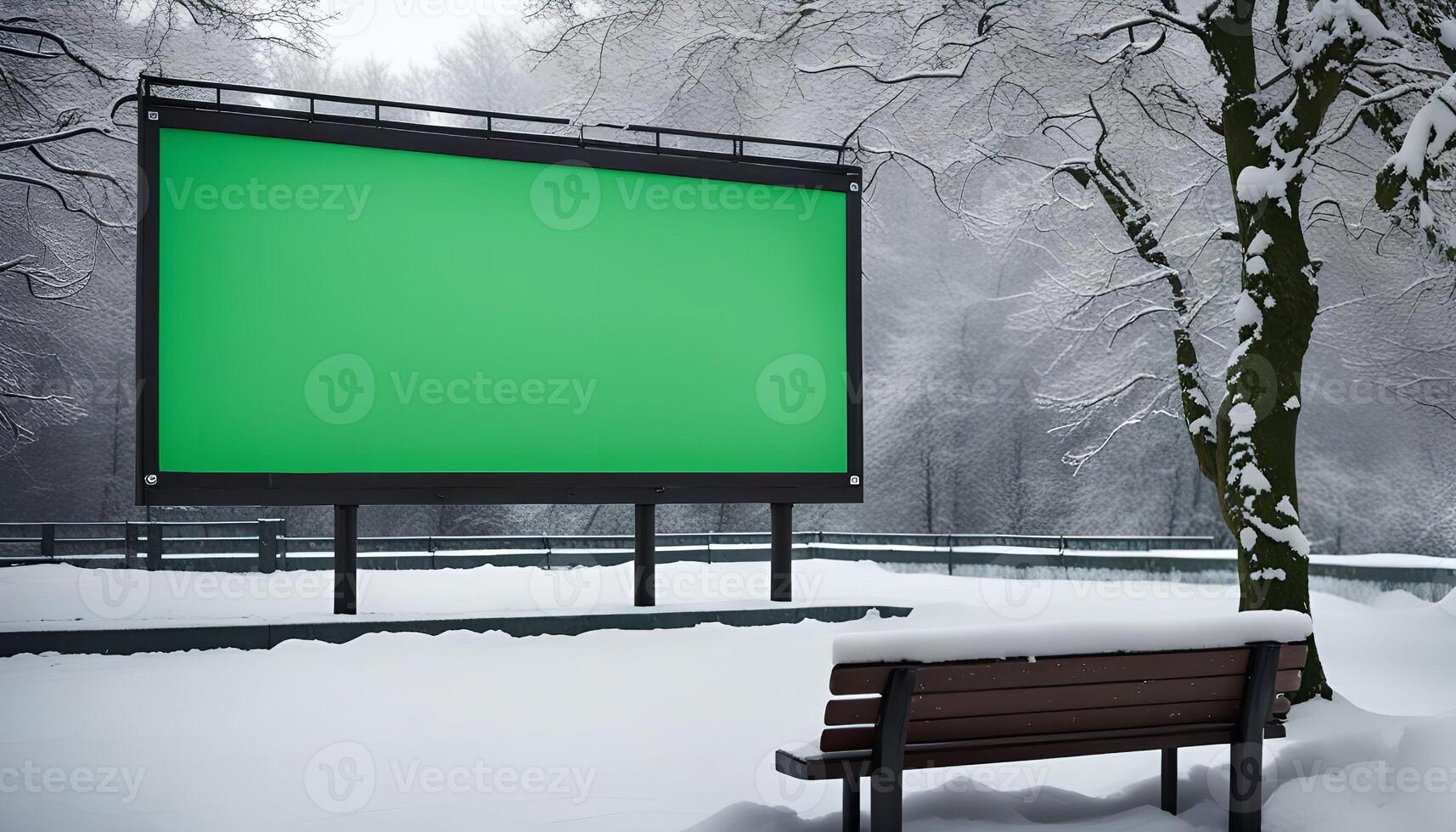 Billboard in Snowy Winter Landscape photo