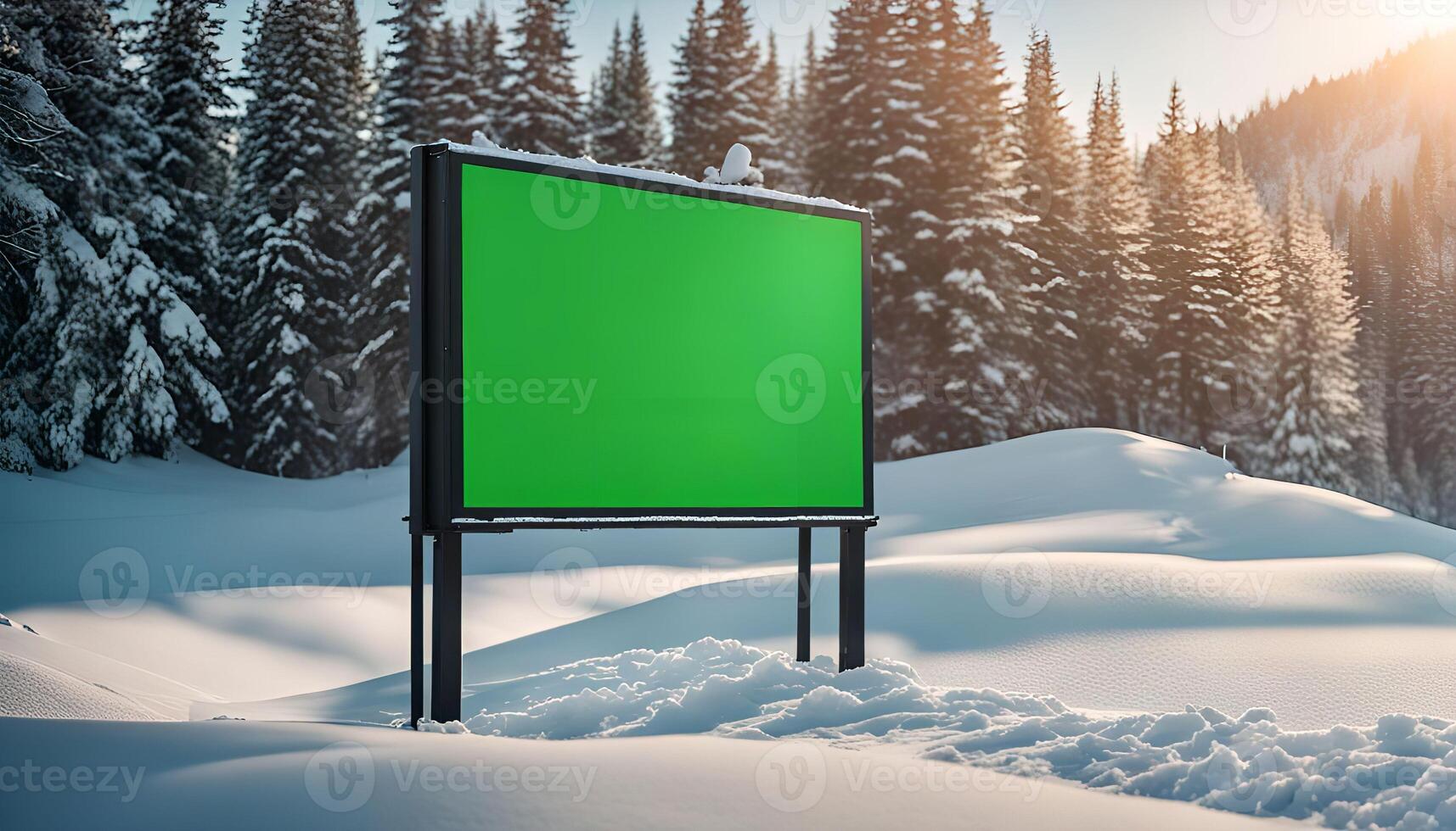 Green Screen Billboard in Winter Wonderland photo