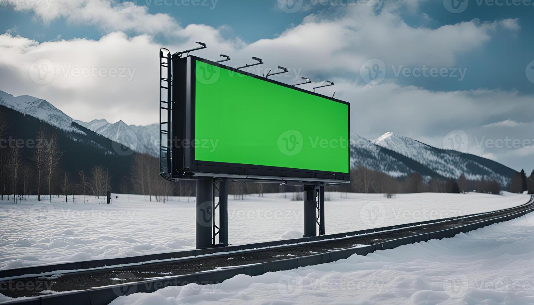 Billboard in a Snowy Mountain Landscape photo
