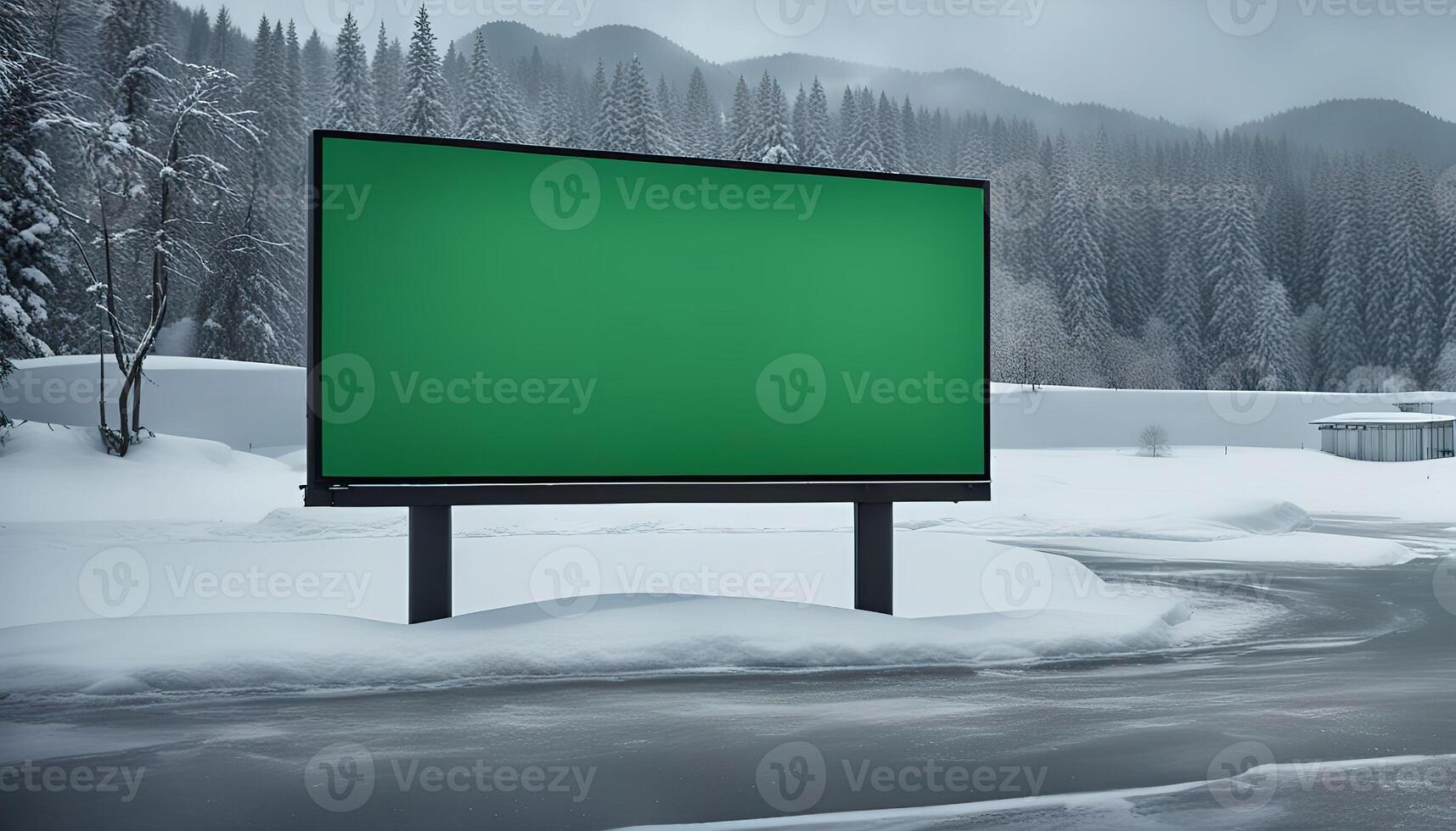 Billboard in a Snowy Winter Landscape photo