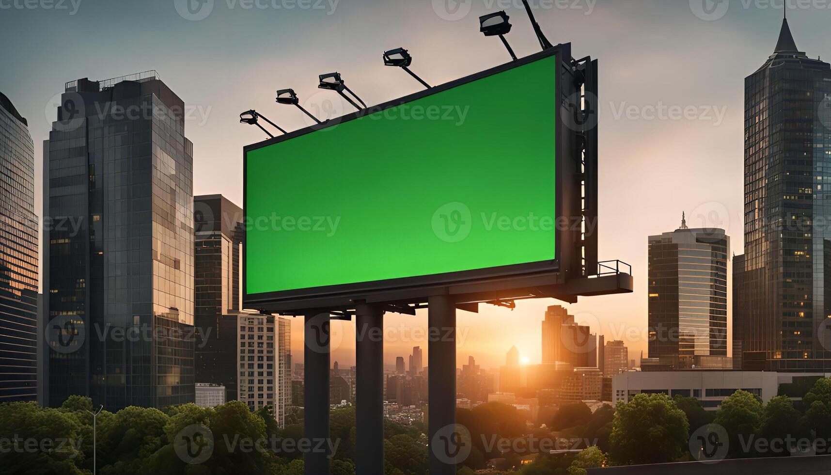Blank Billboard in the City During Sunset photo