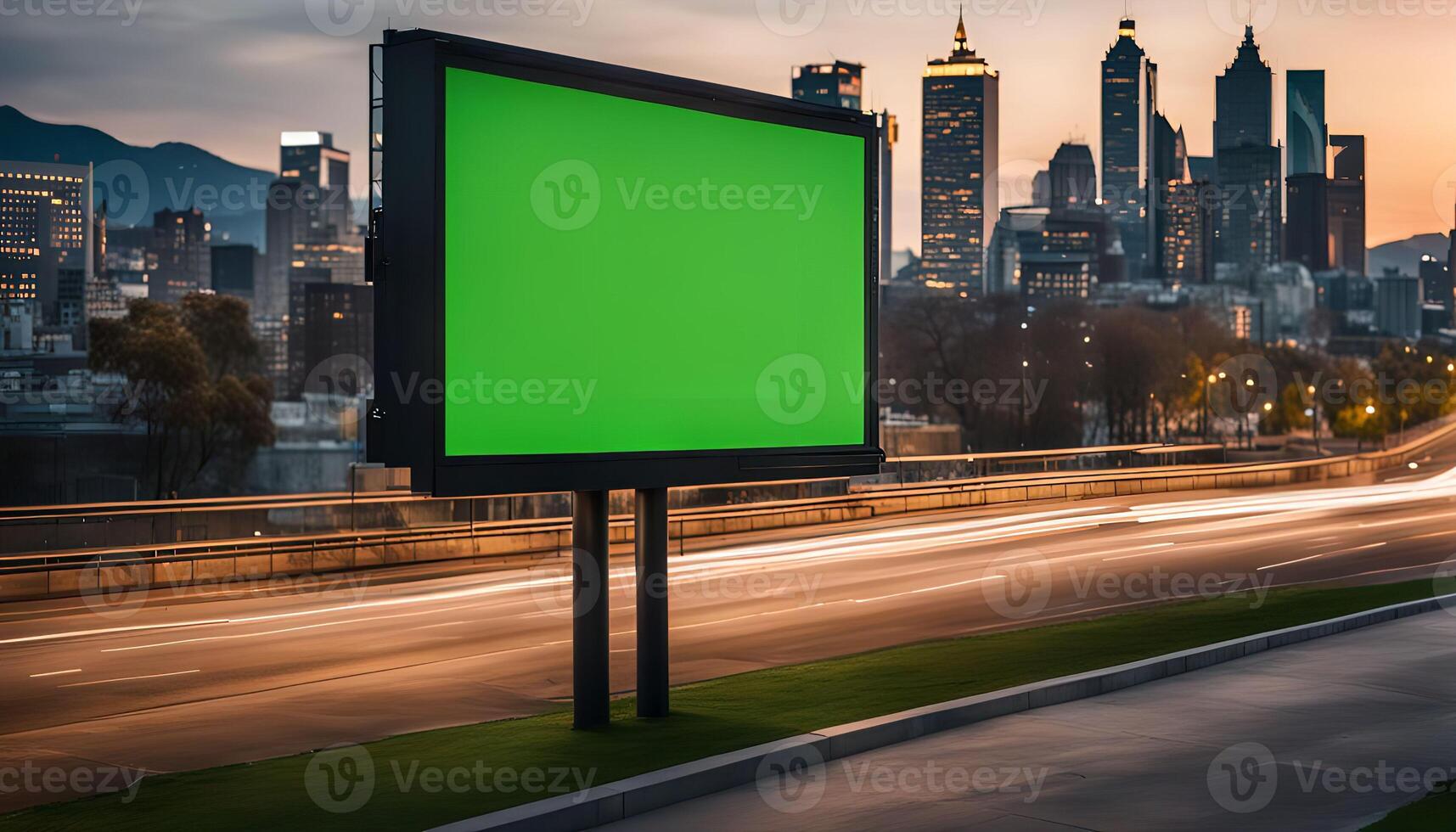 Blank Billboard in City photo