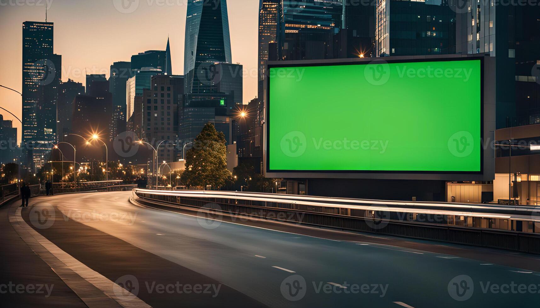 Green Screen Billboard on a City Street photo