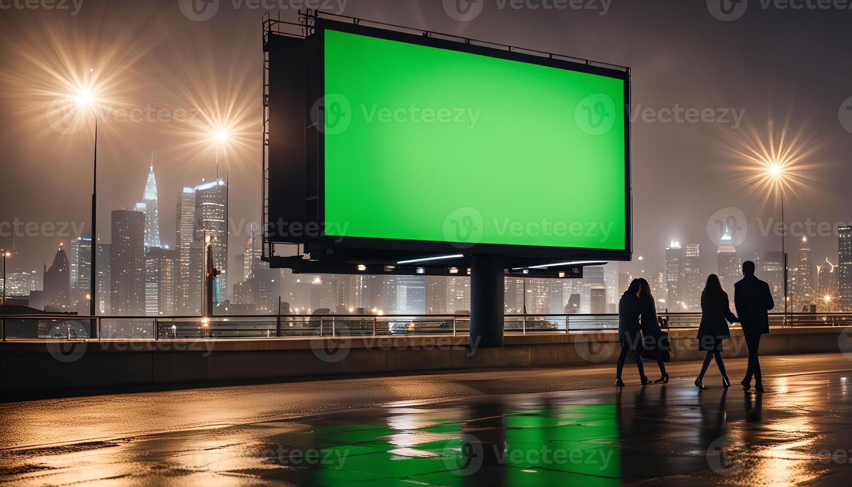 Green Screen Billboard in Urban City photo