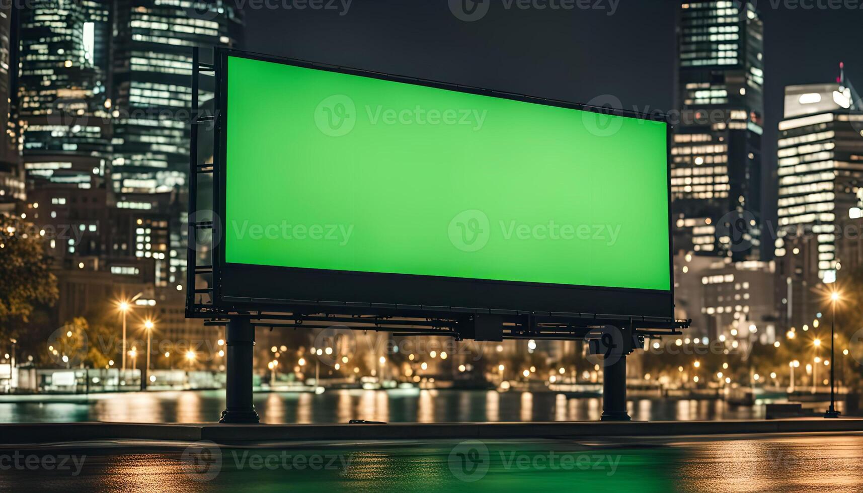 Billboard in City at Night photo
