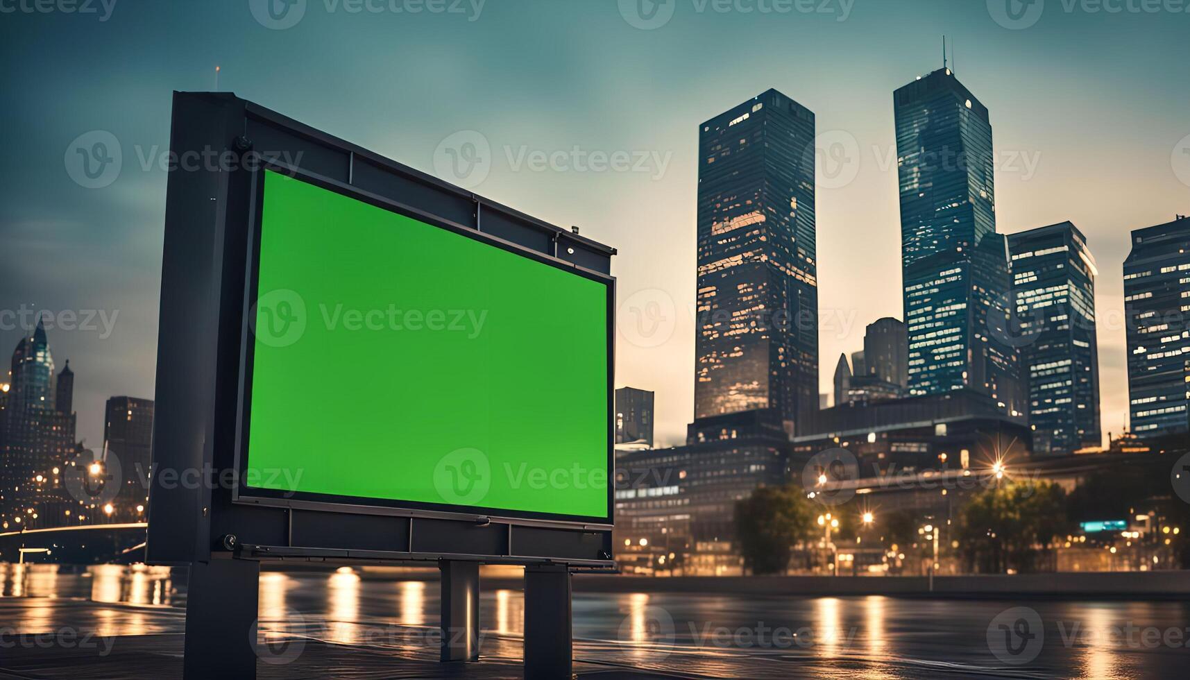 Blank Billboard in Cityscape photo
