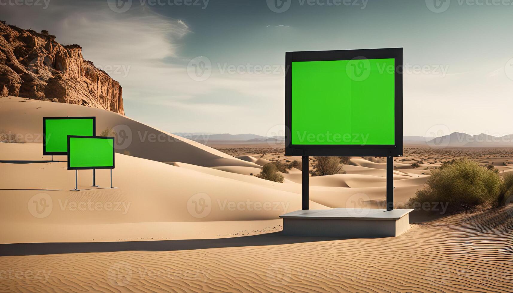 Green Screens in Desert Landscape photo