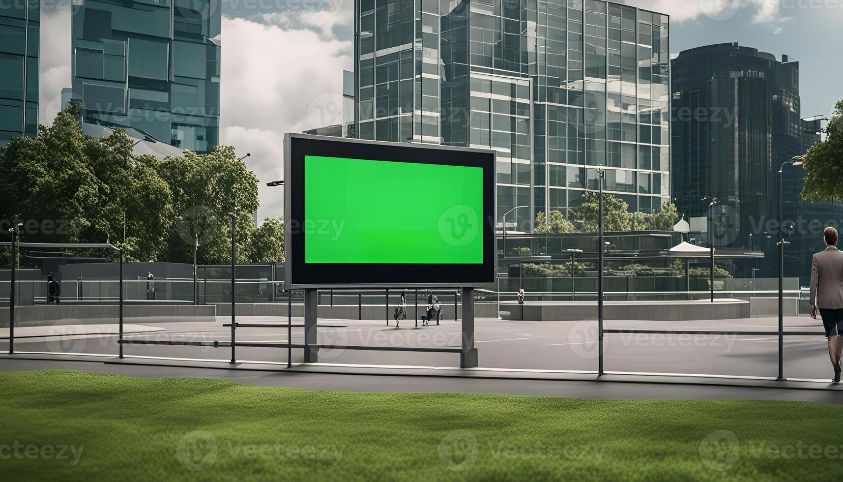 Green Screen Billboard in City photo