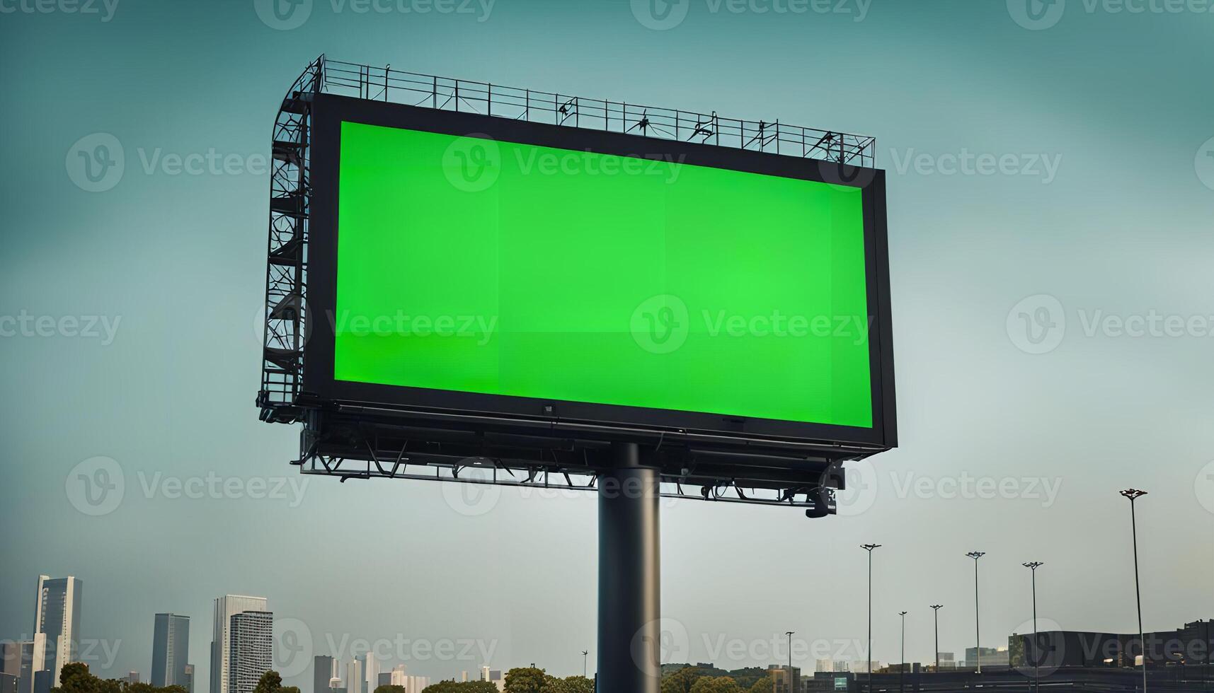 Green Screen Billboard in Cityscape photo