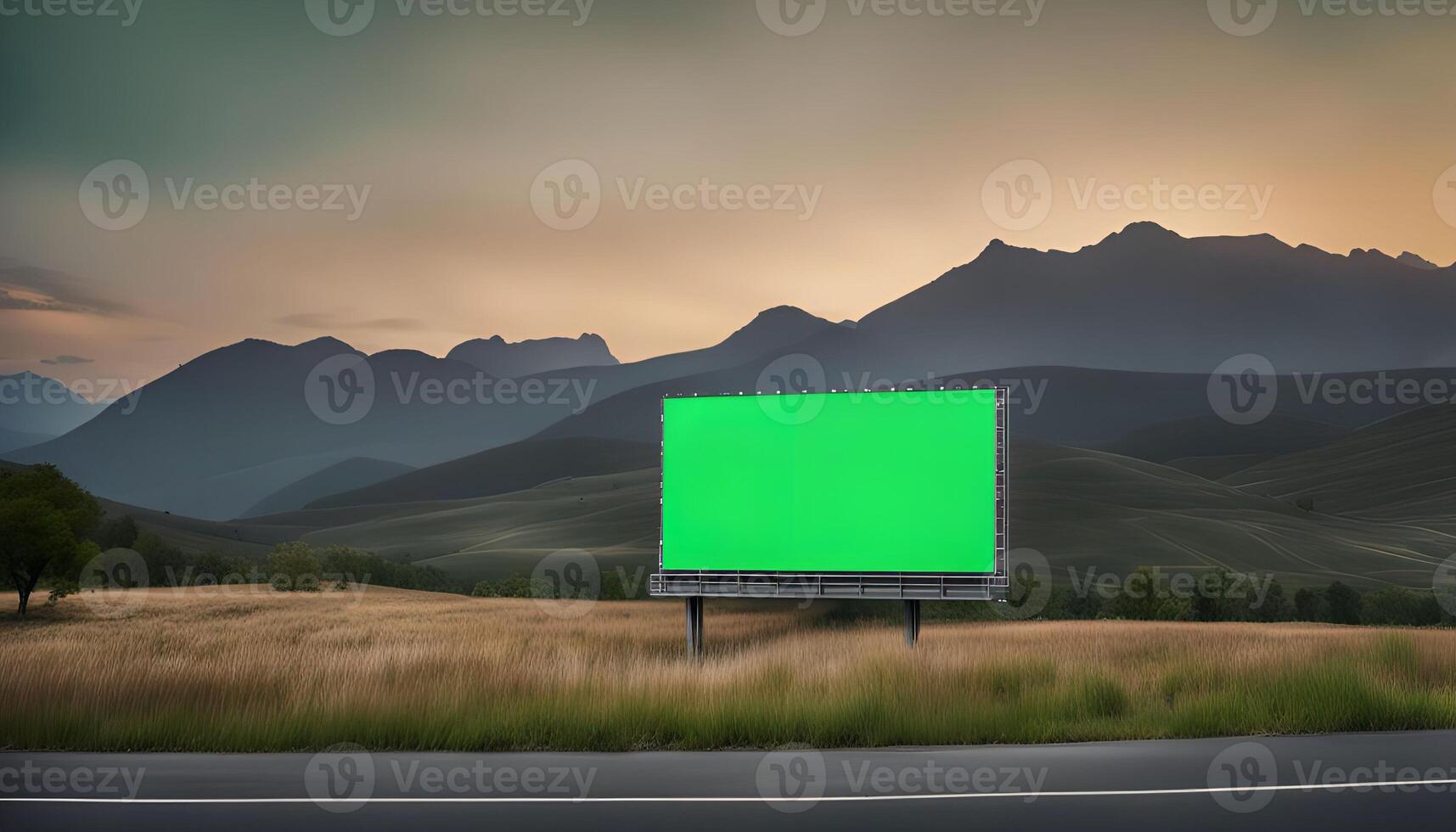 Green Billboard in a Mountainous Landscape photo