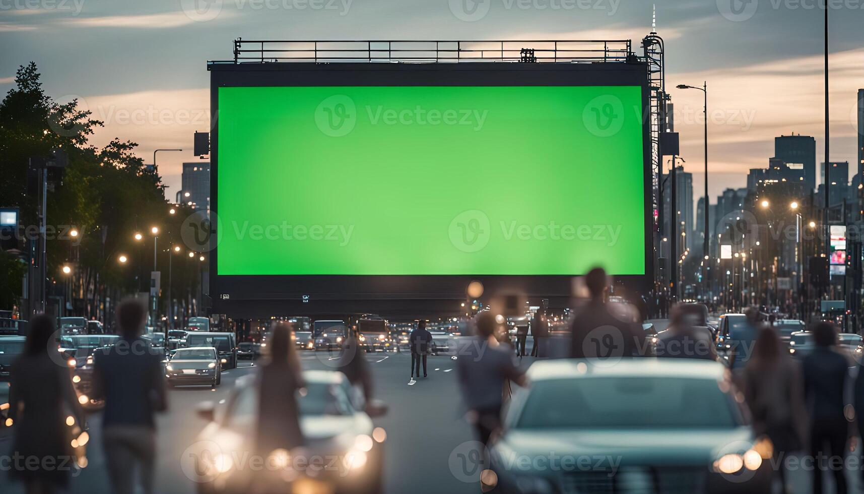 Giant Green Screen Billboard in City photo