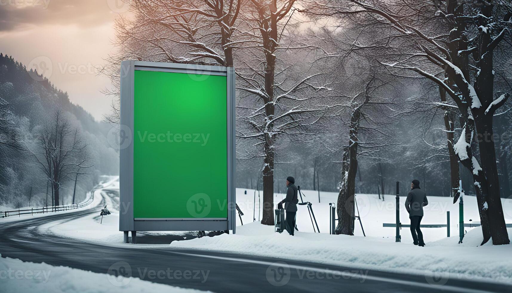 Billboard in Snowy Forest photo
