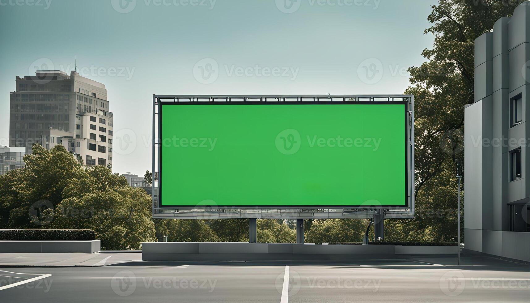 Green Screen Billboard in Urban Setting photo