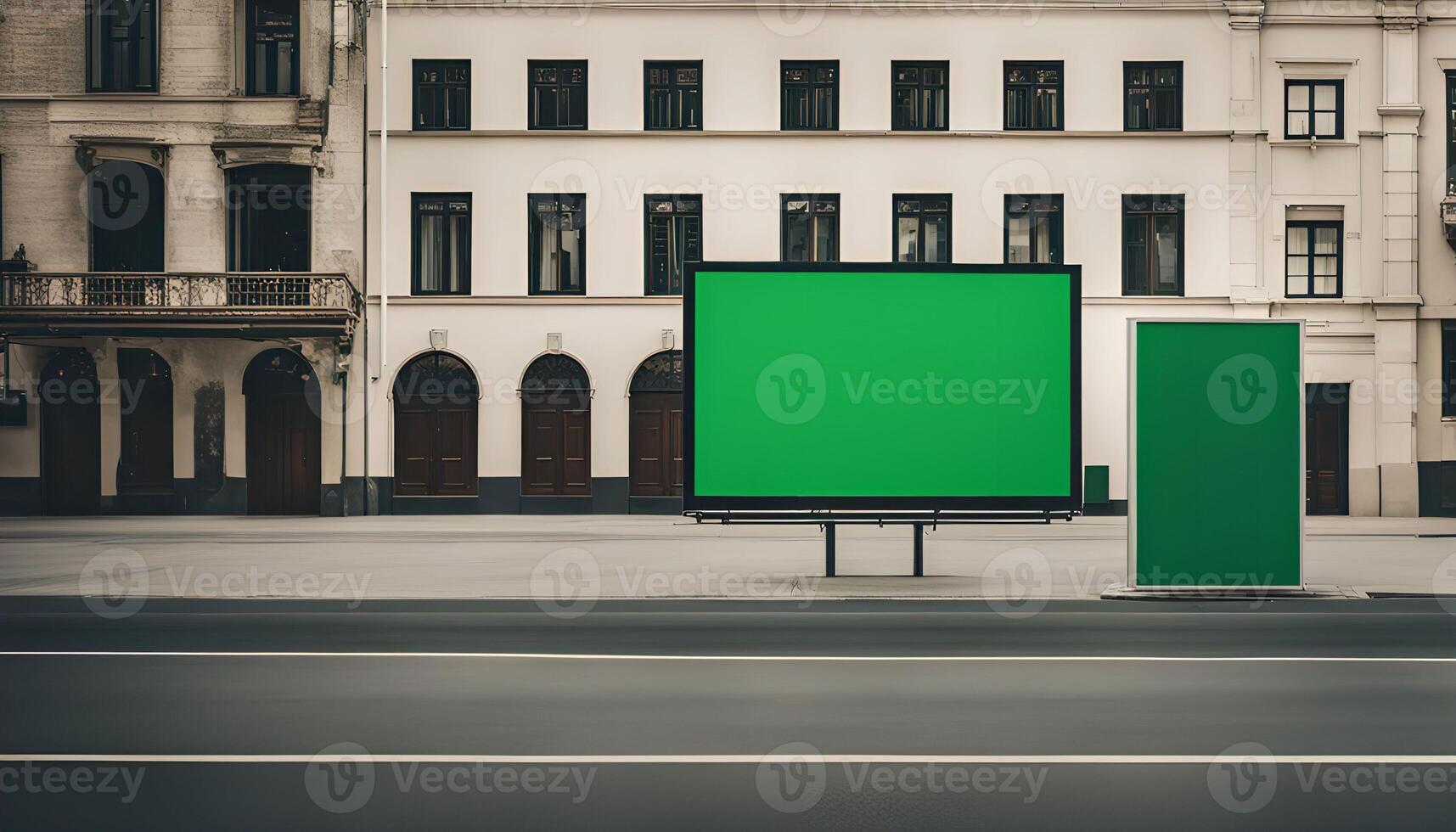 Blank Billboard in Urban Cityscape photo