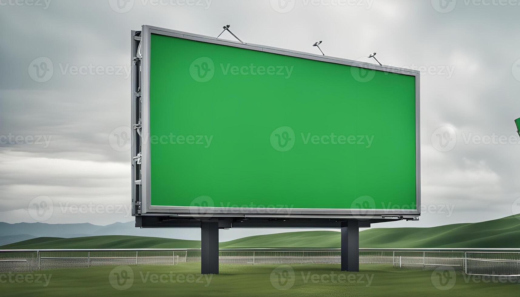 Blank Green Billboard in Countryside photo