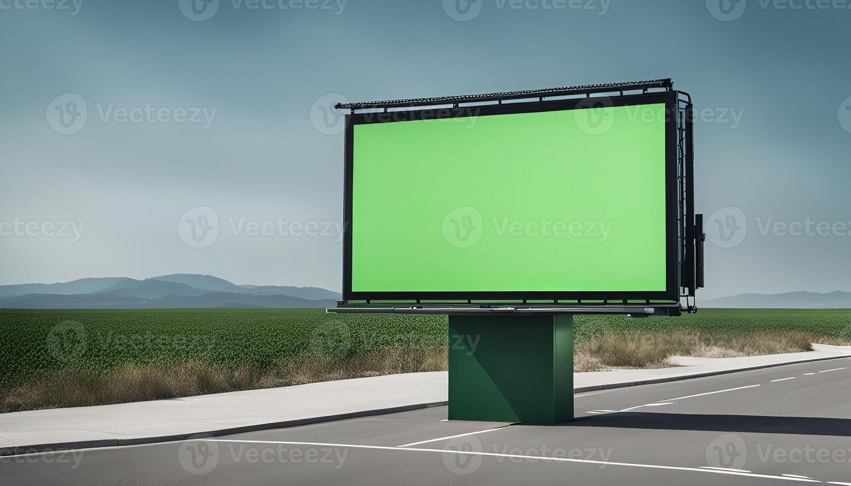 Blank Billboard with Green Screen in a Rural Setting photo