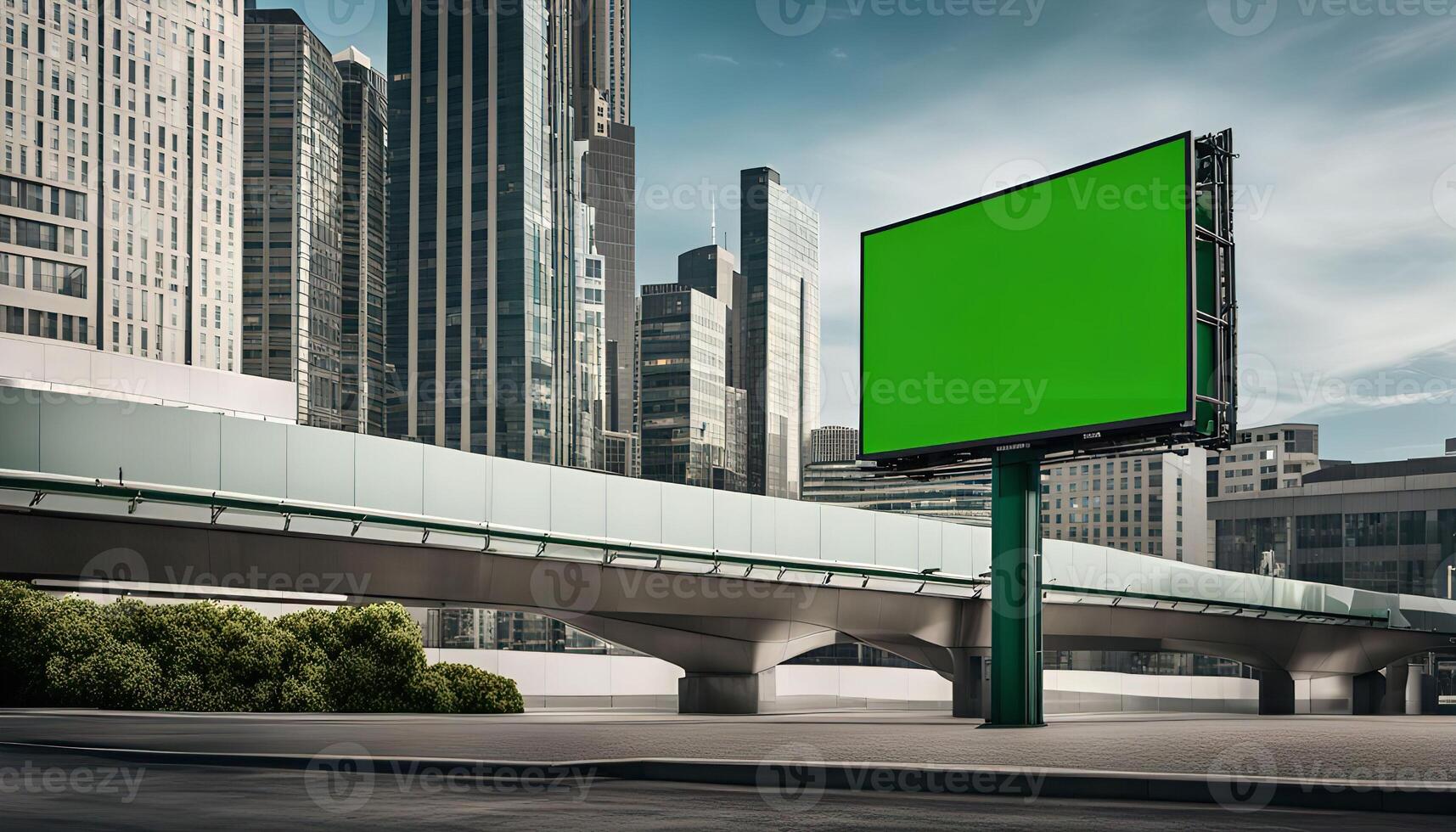 Green Screen Billboard in Cityscape photo
