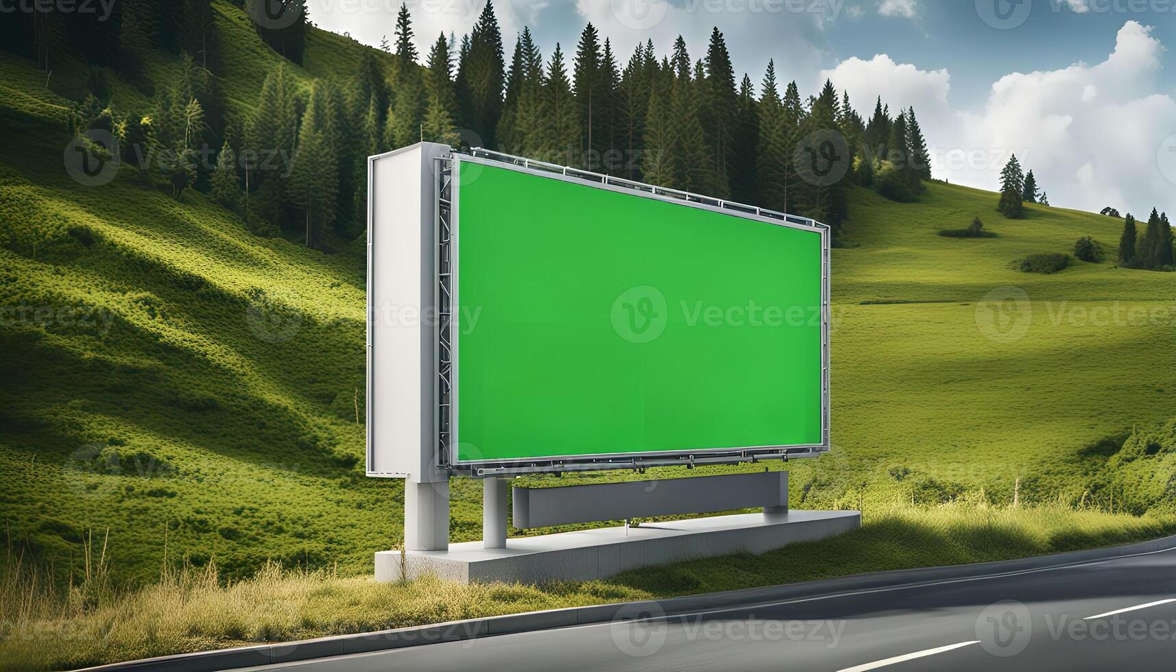 Green Billboard in a Rural Landscape photo
