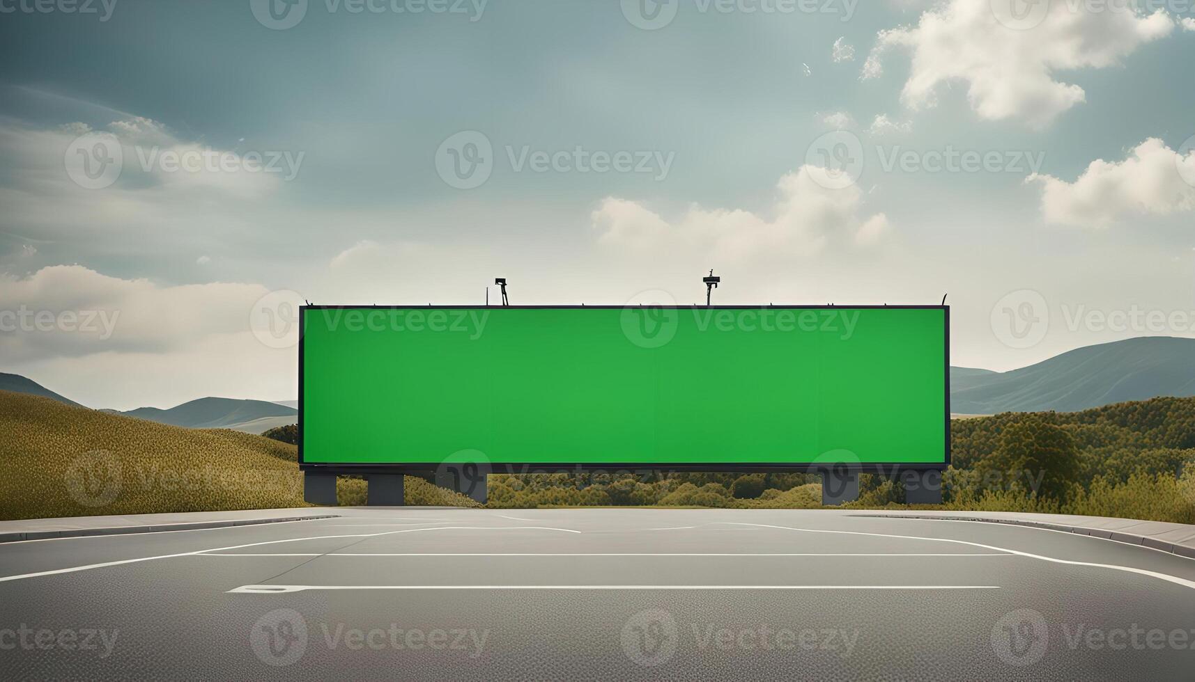Blank Billboard for Your Brand, Green Screen for Creative Design photo