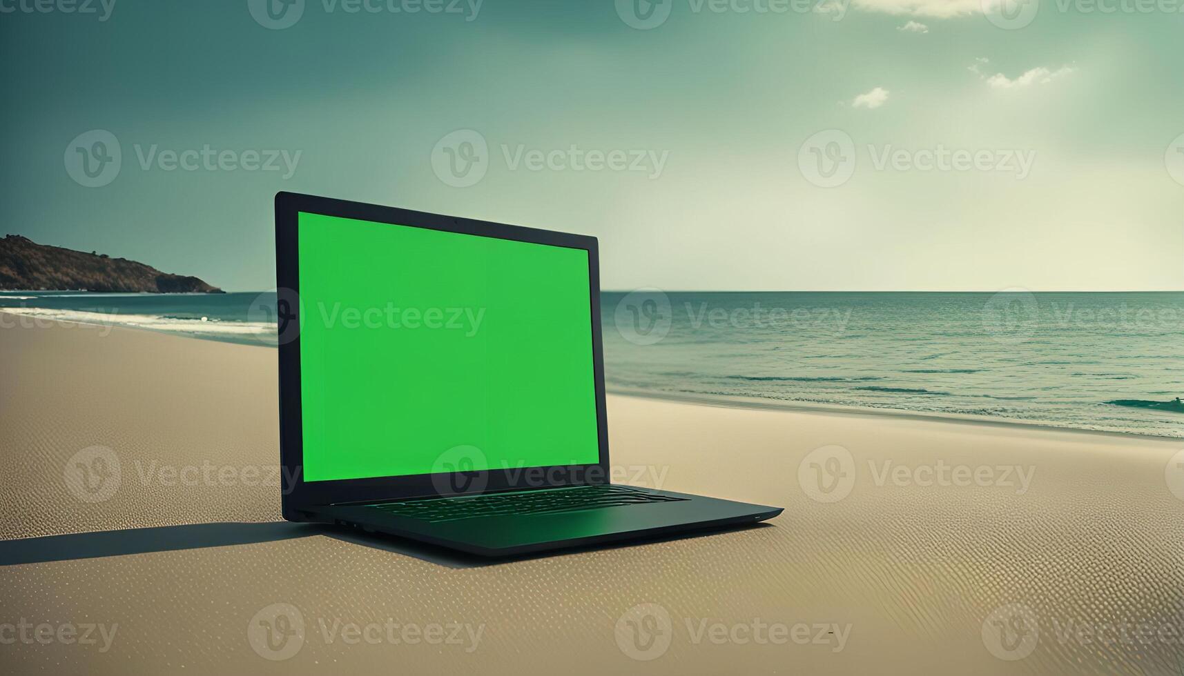 Laptop on the Beach photo