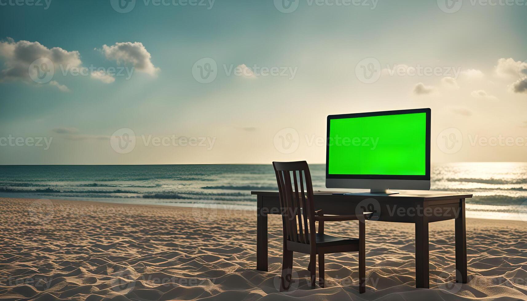 Desktop Computer on a Beach photo