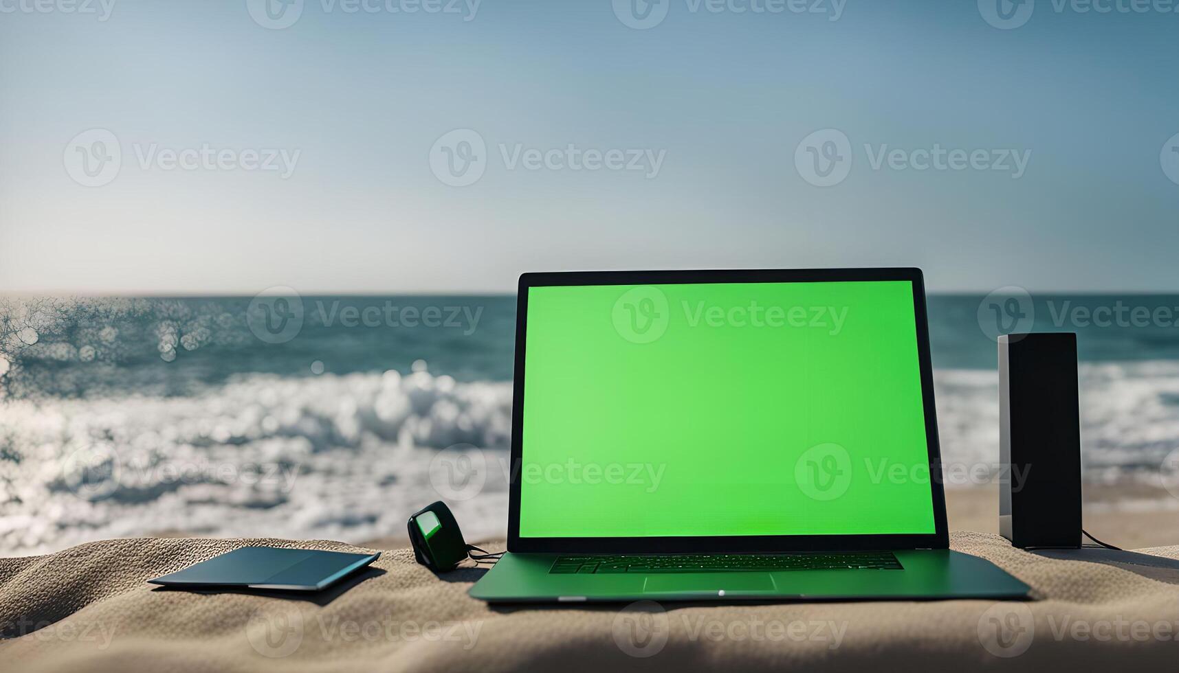 Laptop on the Beach photo