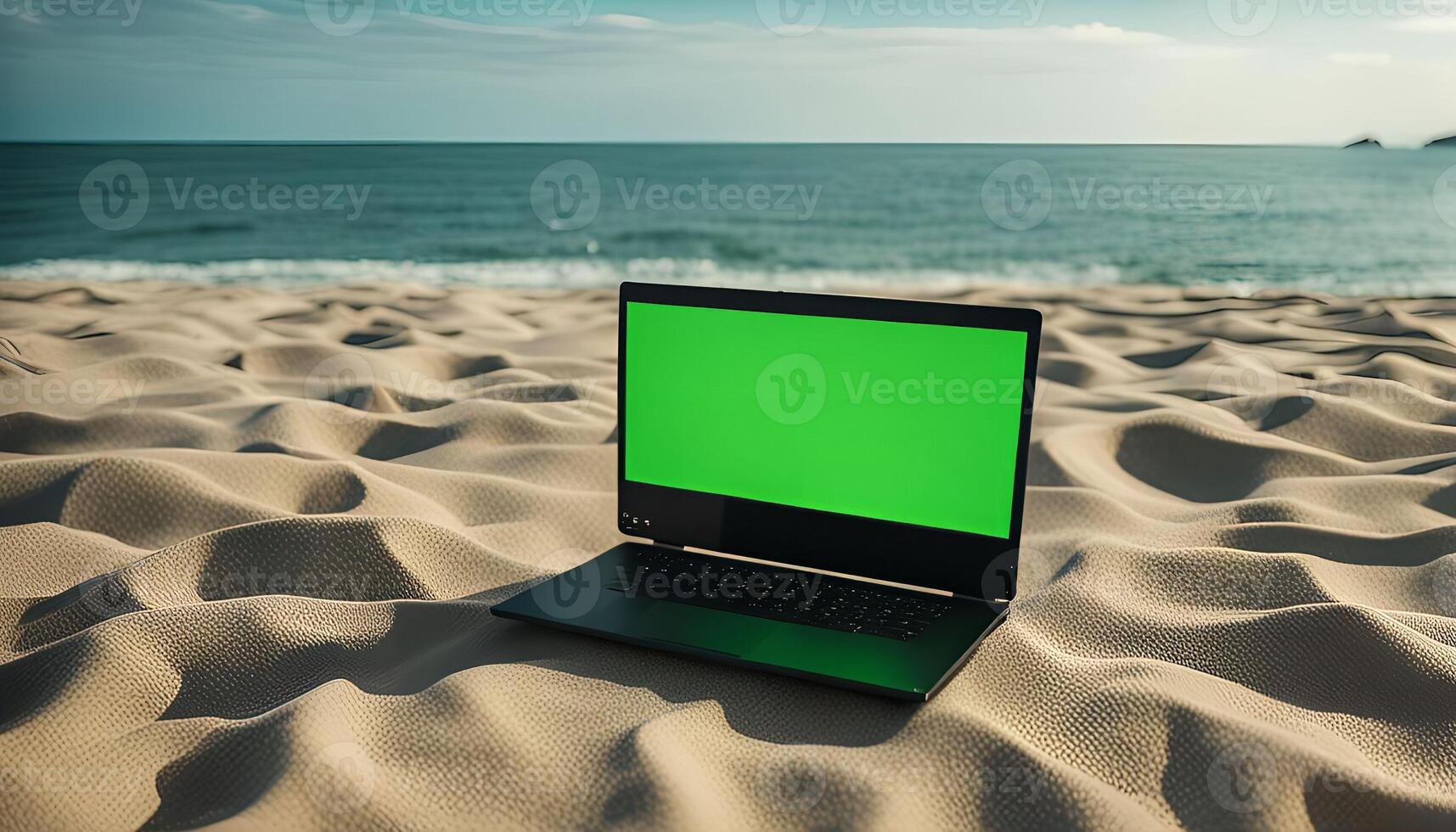 Laptop on Beach photo