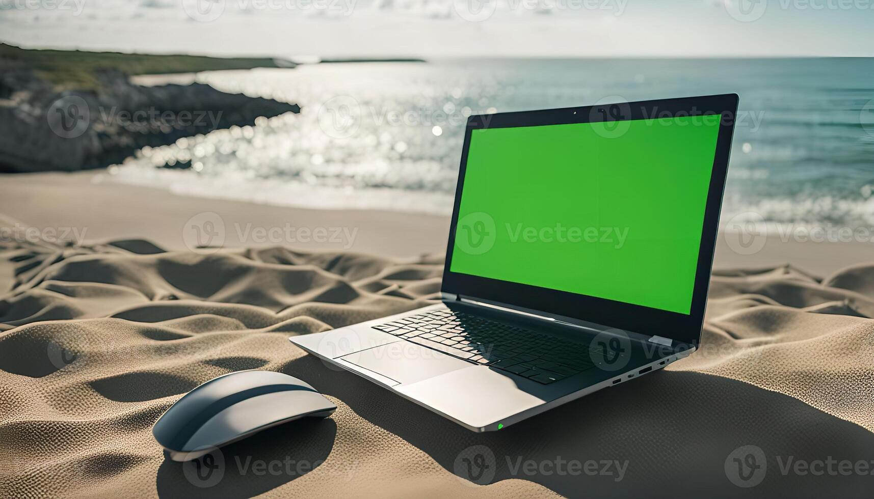 Laptop on the Beach photo