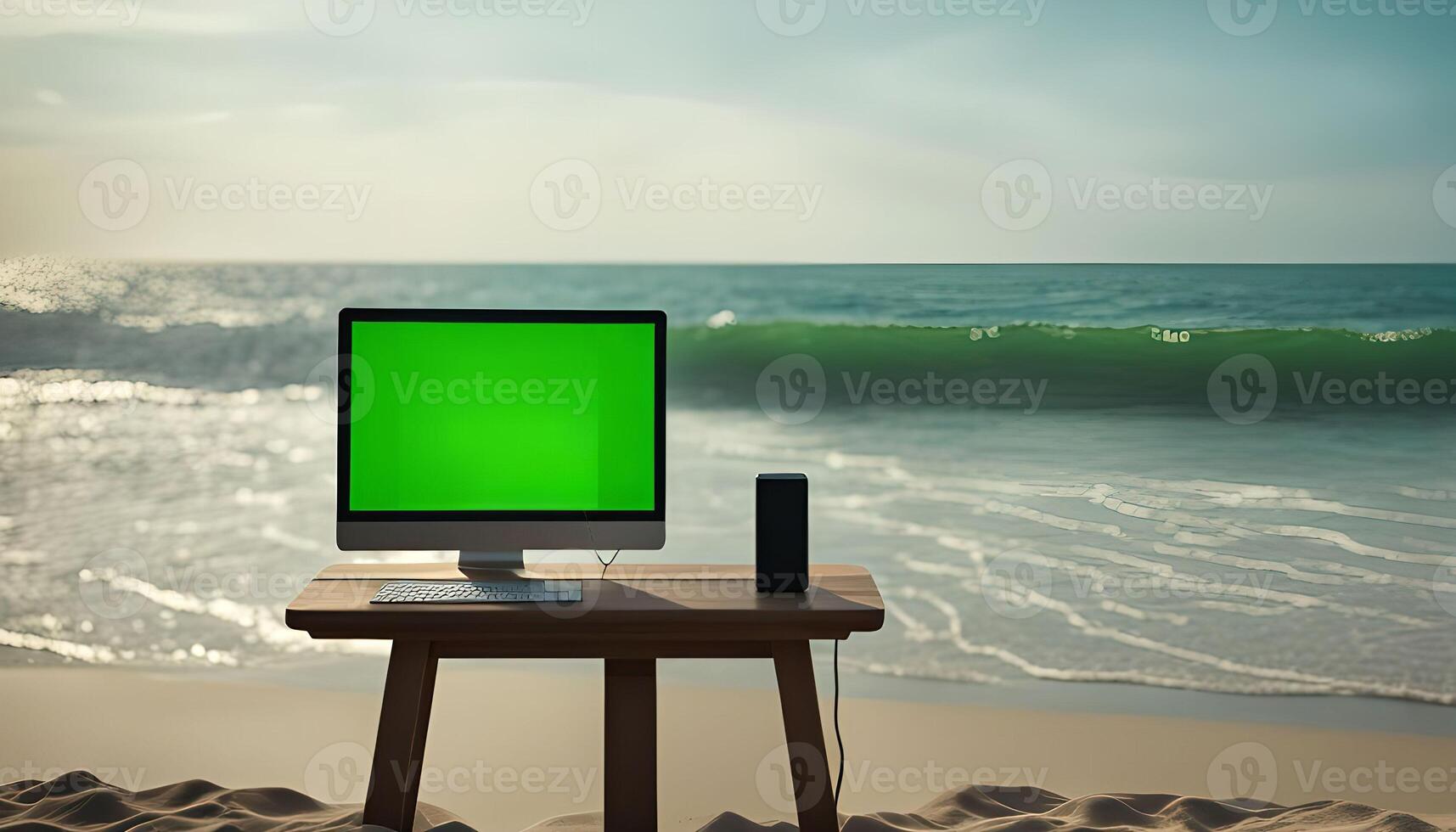 Computer on Beach photo