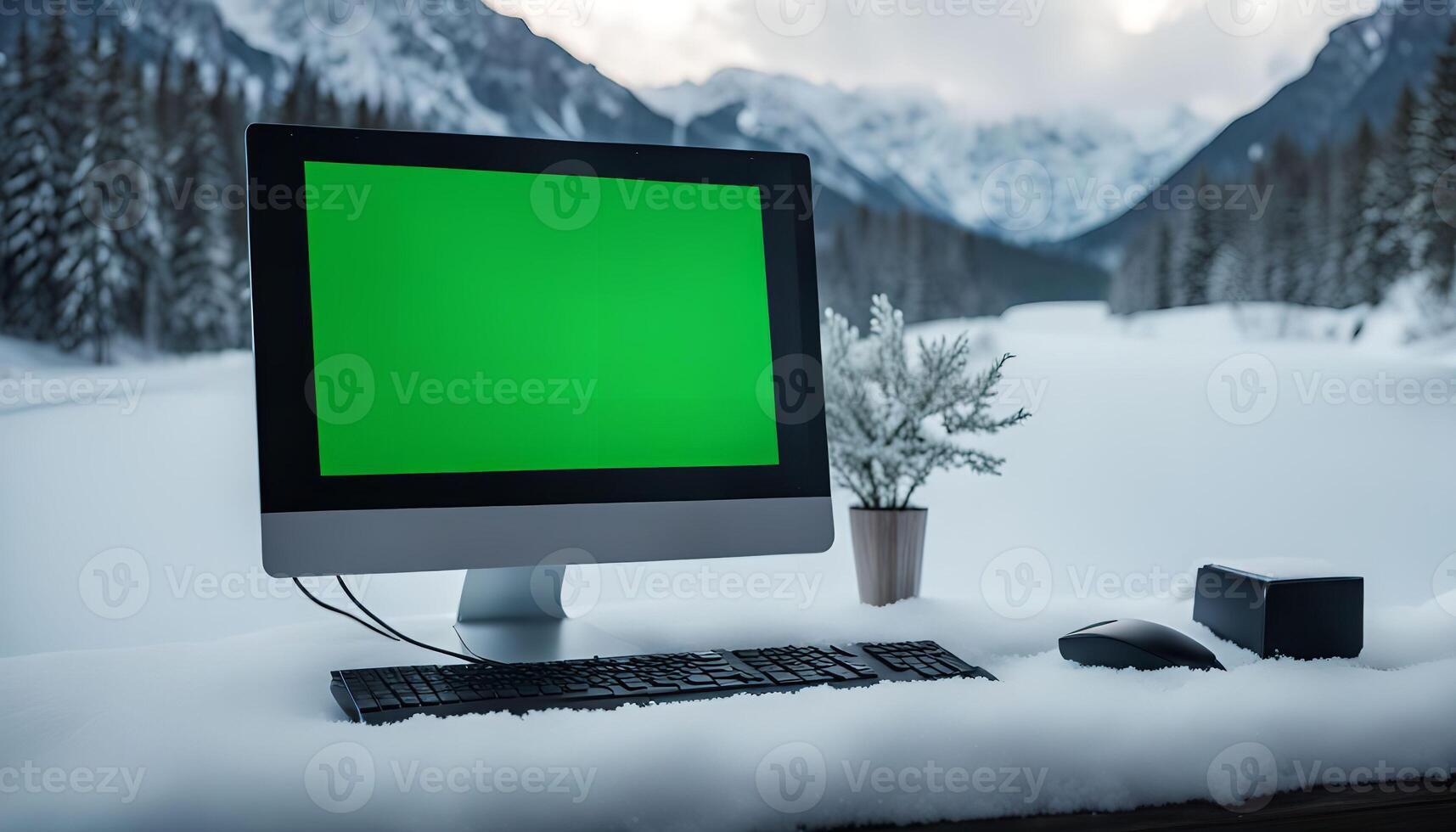 Computer in Snowy Mountains photo