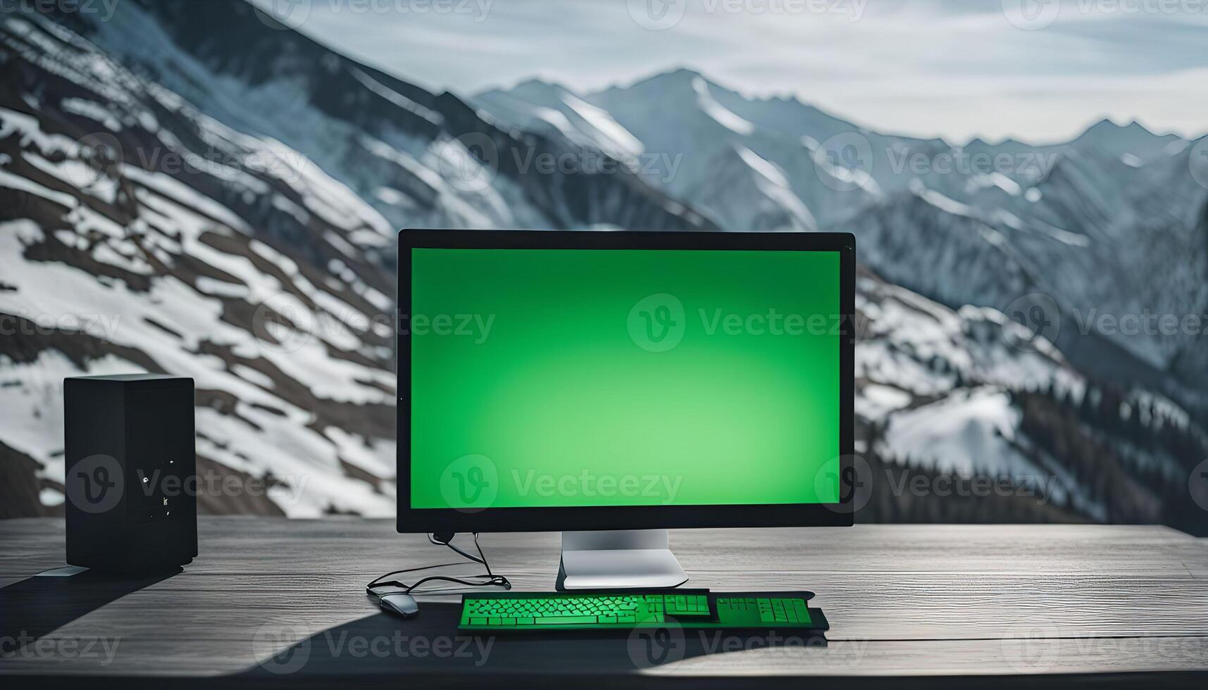 Desktop Computer with Mountain View photo