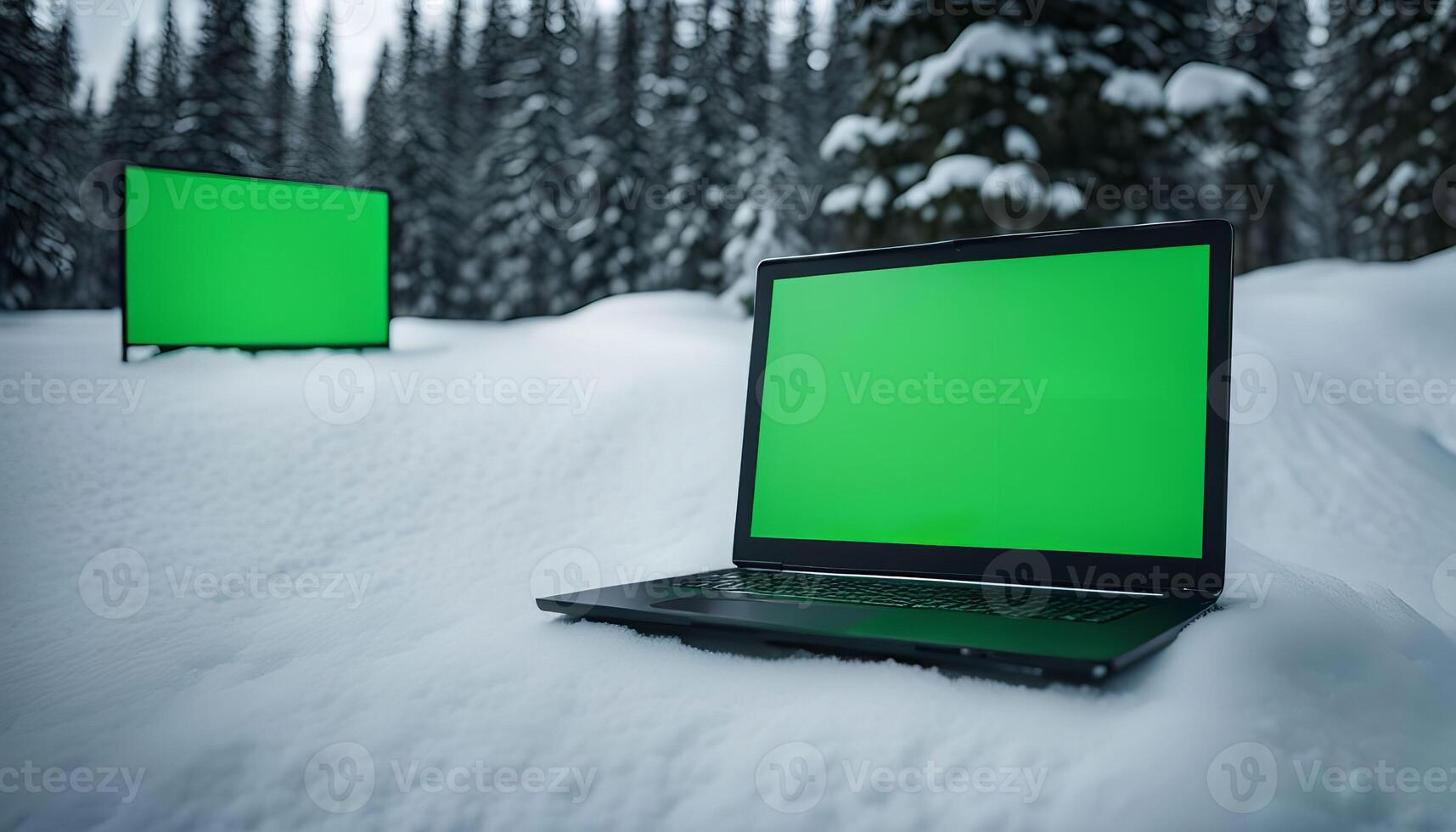 Laptop in a Winter Wonderland photo