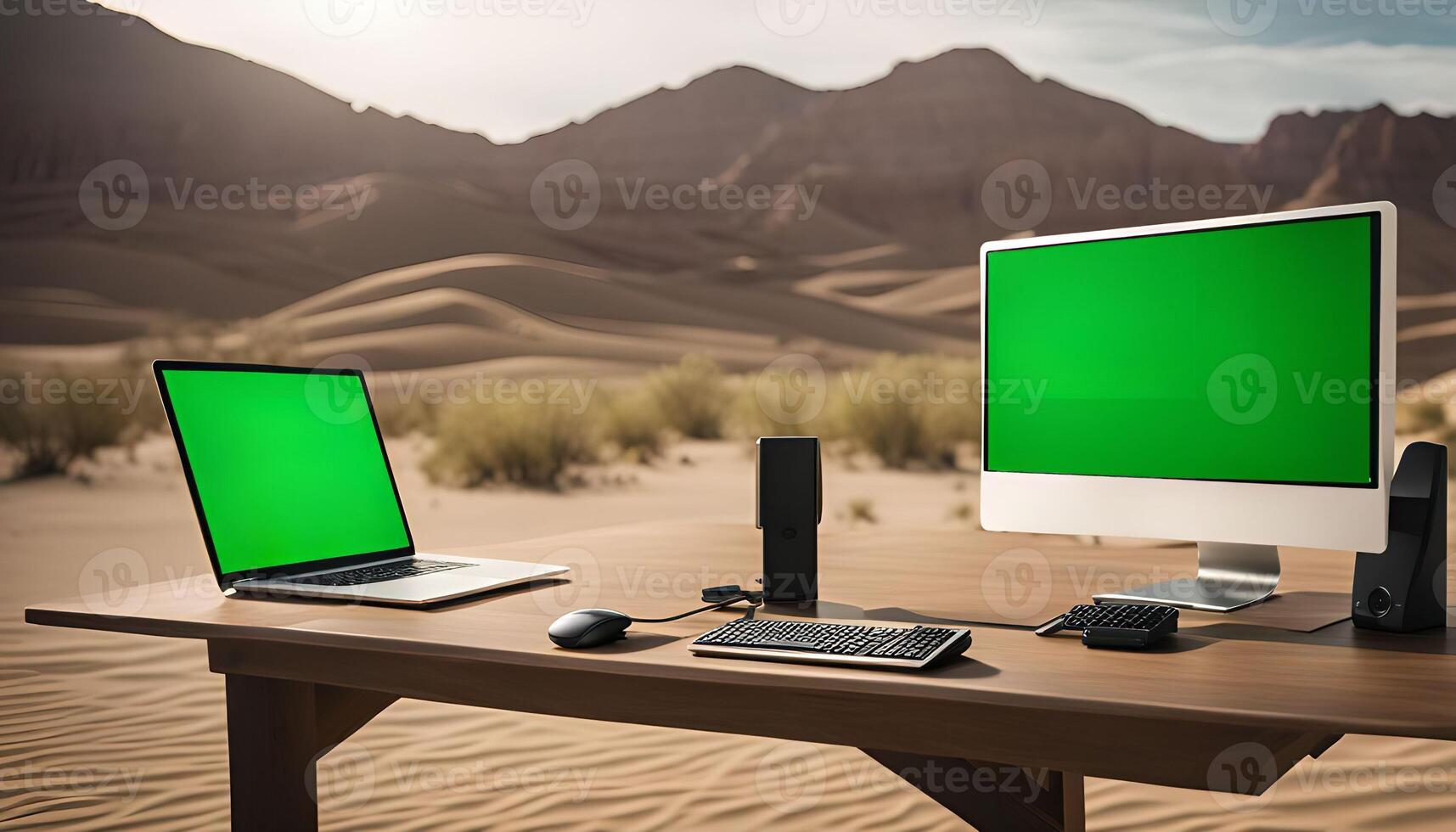 Laptop and Desktop in the Desert photo