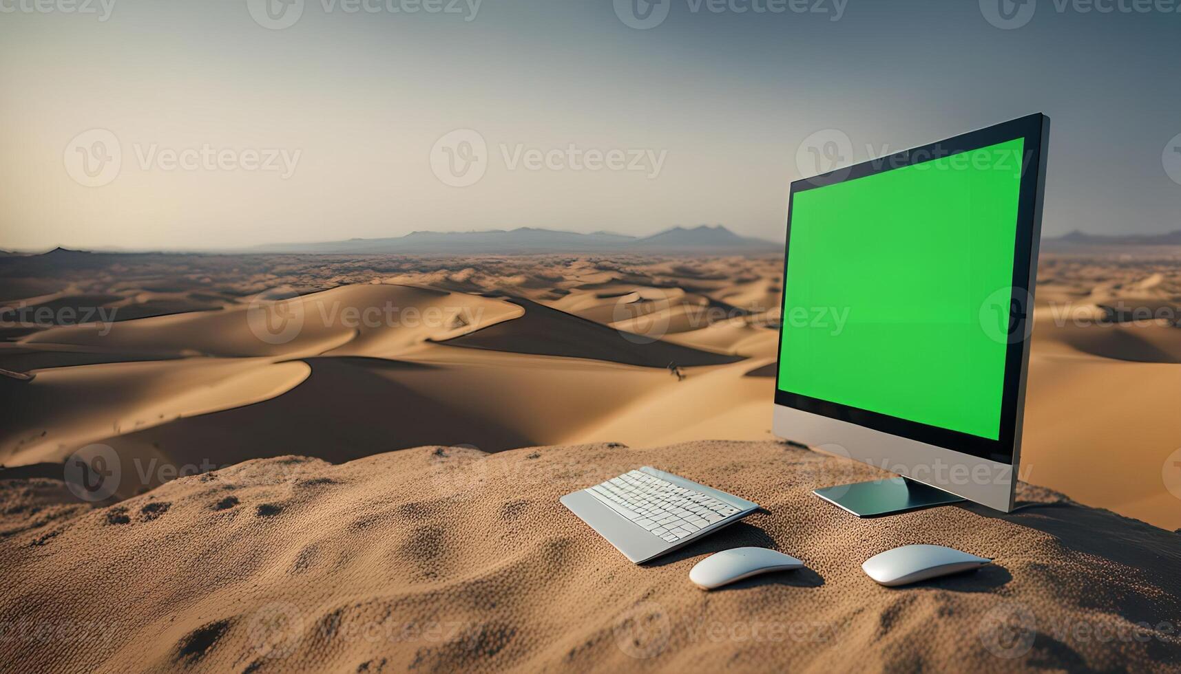 Desktop Computer in Desert photo