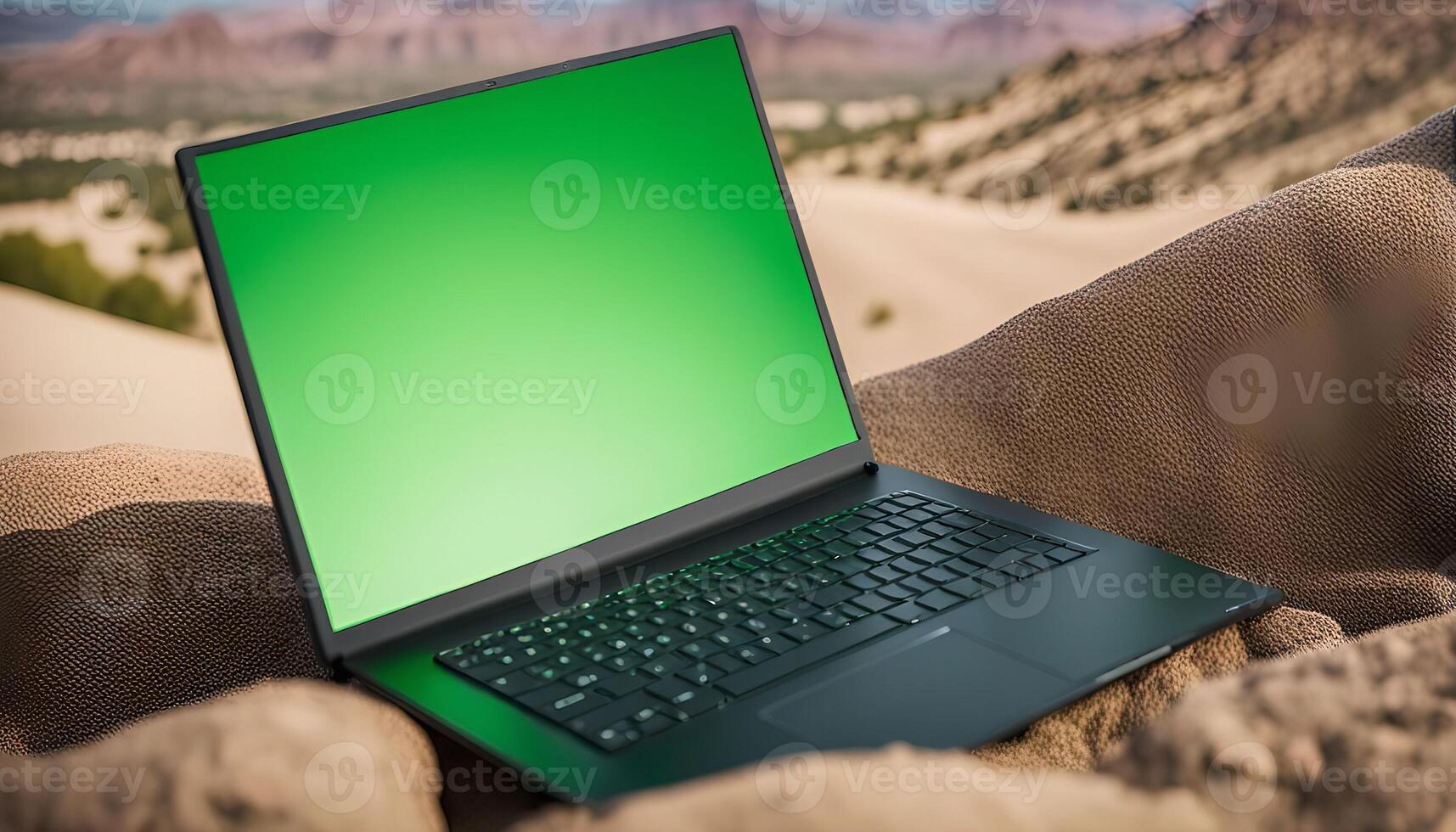 Laptop in a Desert Landscape photo