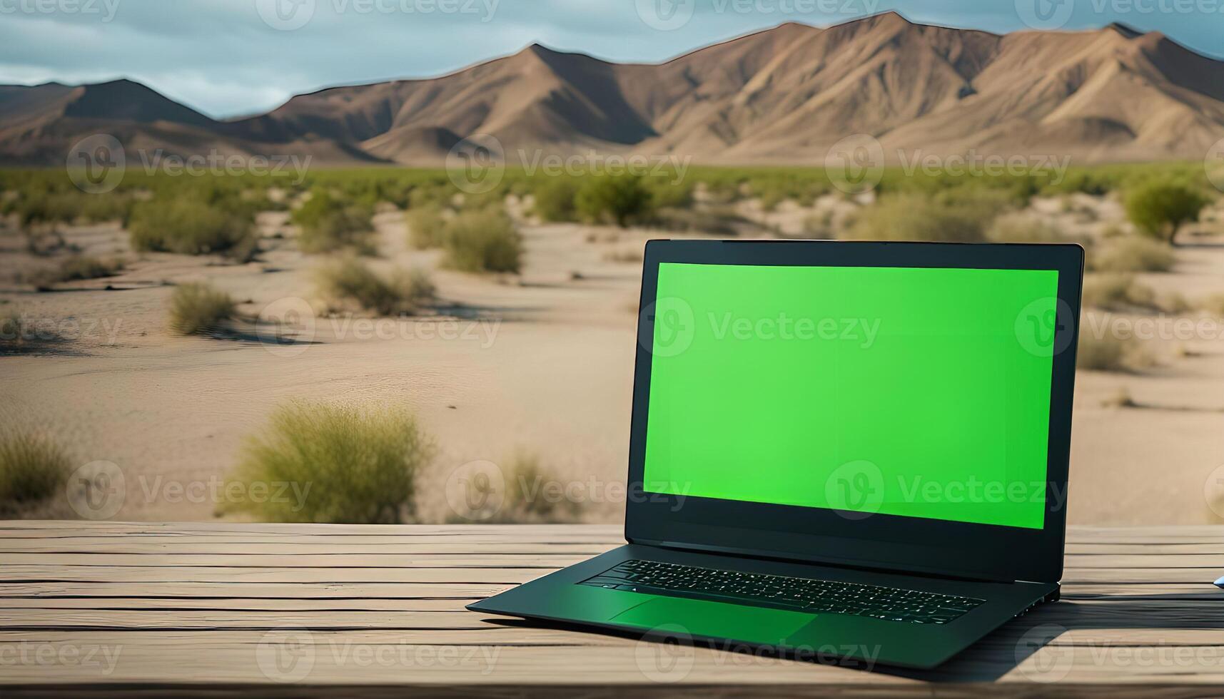 Laptop in a Desert Landscape photo