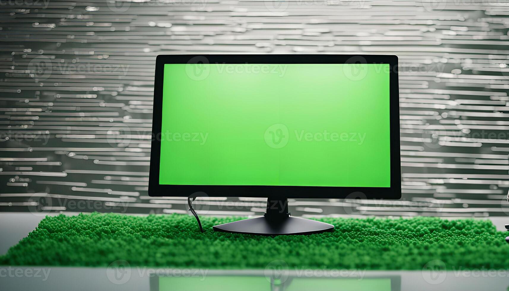 Green Screen Monitor on Desk photo