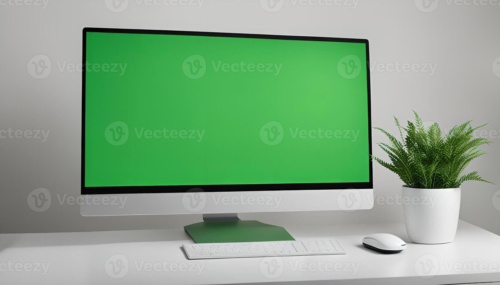 Computer Setup with Green Screen photo