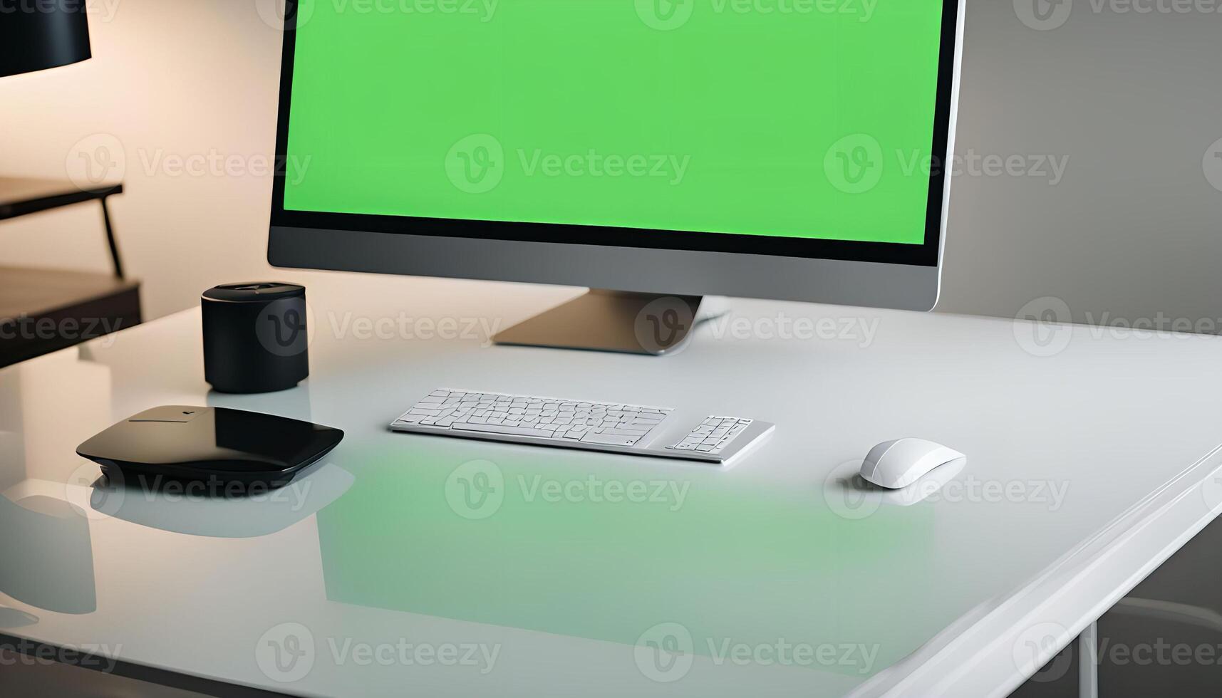 Computer Setup on a White Desk photo