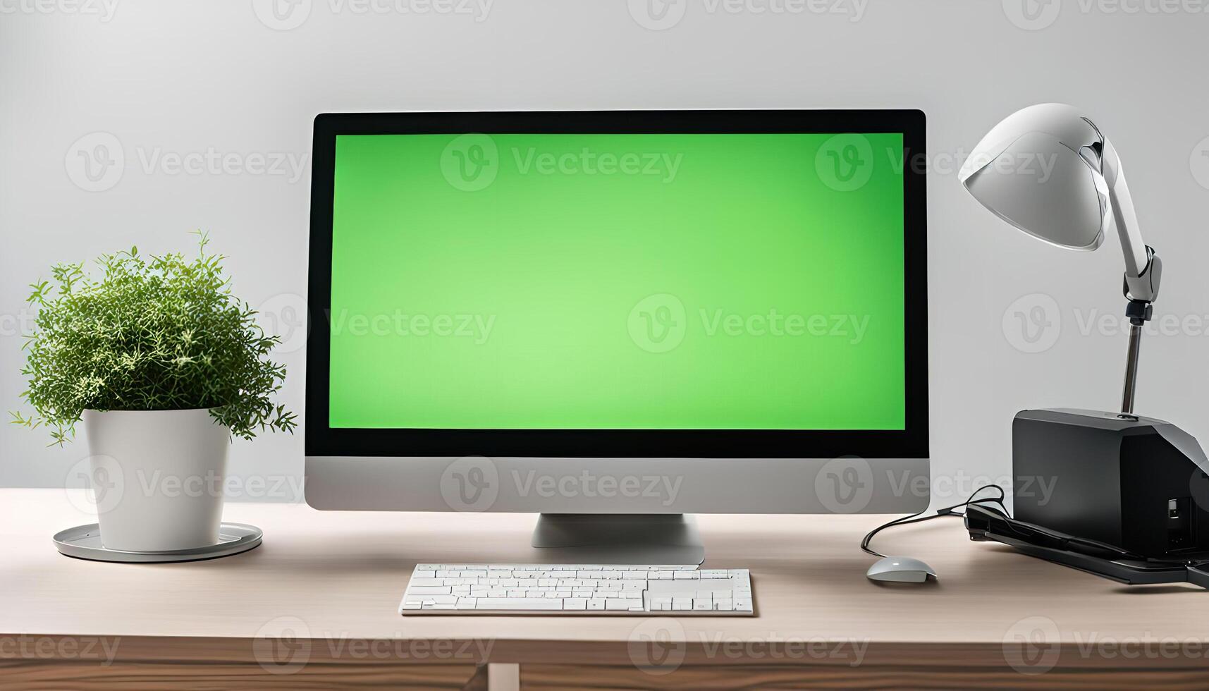 Computer Desk with Green Screen photo