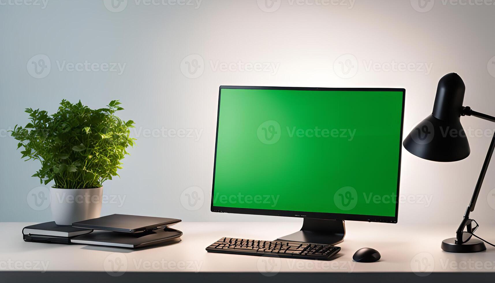 Computer Desktop with Green Screen photo