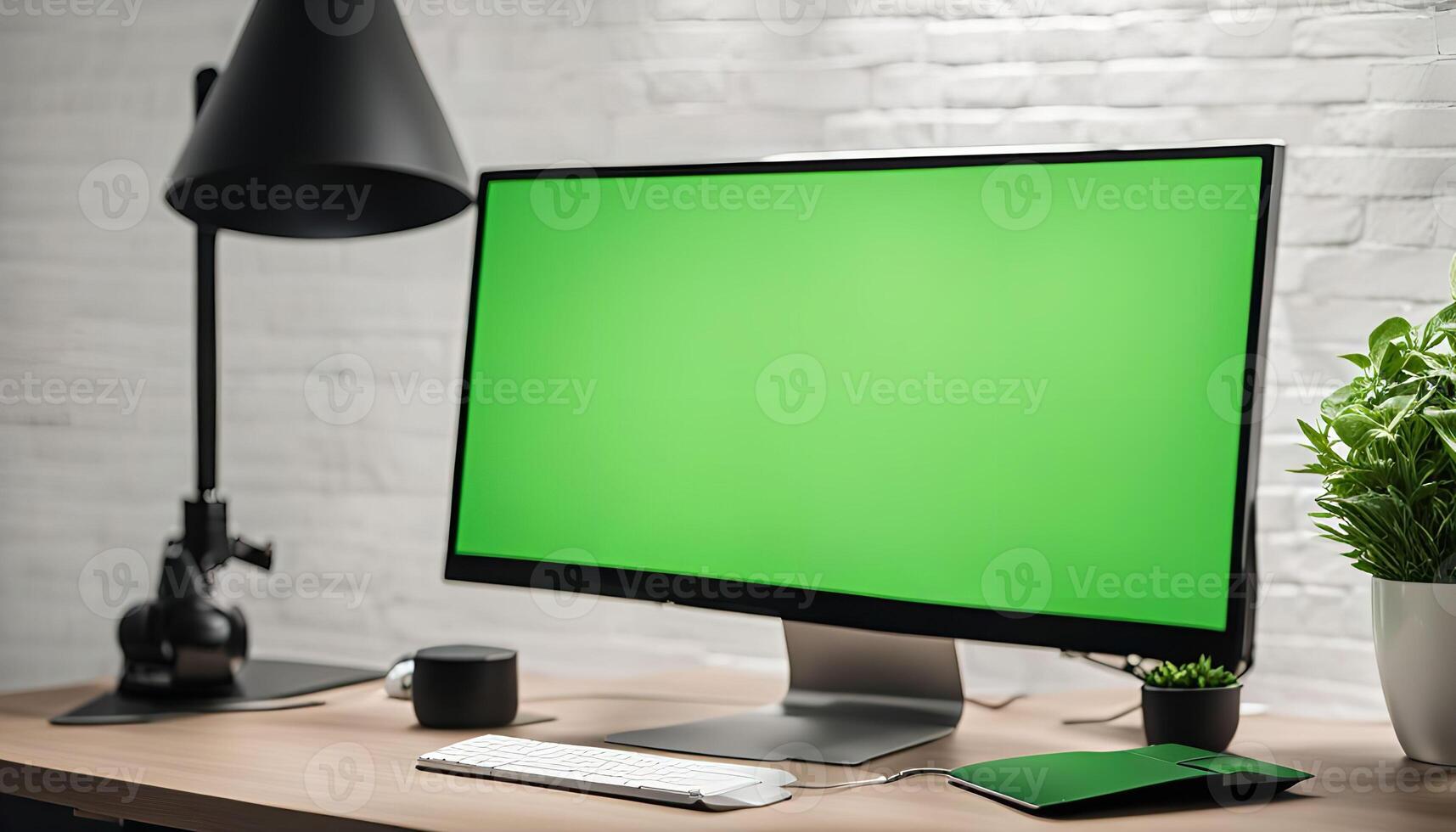 Green Screen Computer Mockup photo