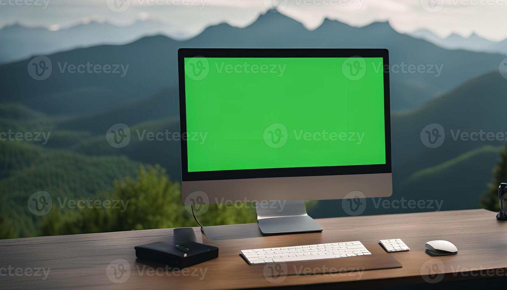 Desktop with Mountain View photo