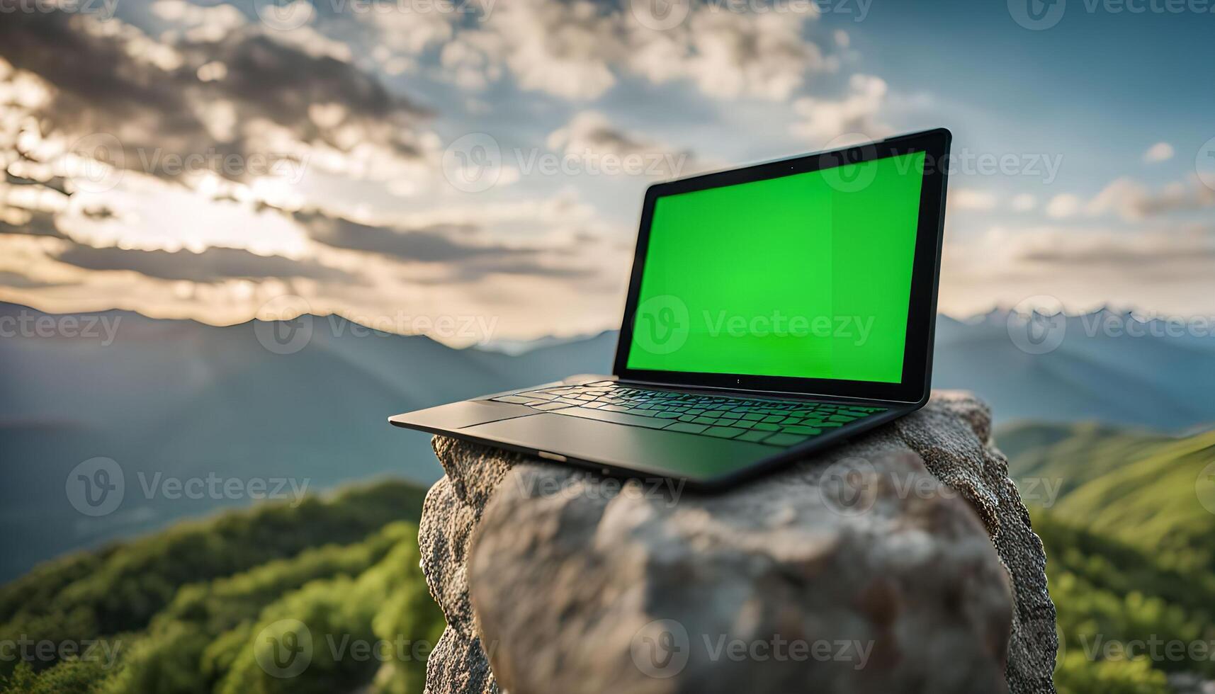 Laptop on Mountaintop photo