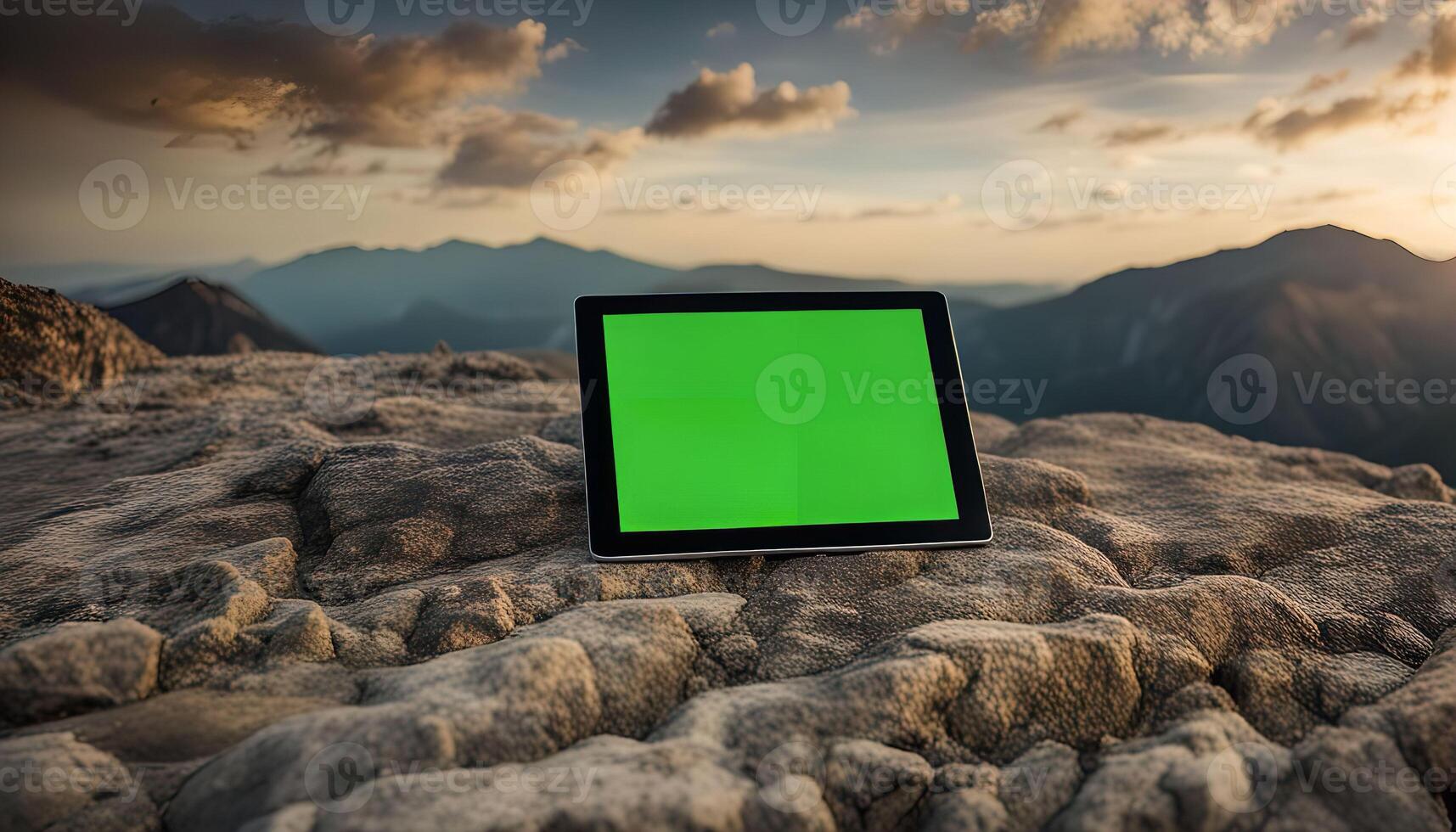 Tablet on Mountain Peak photo