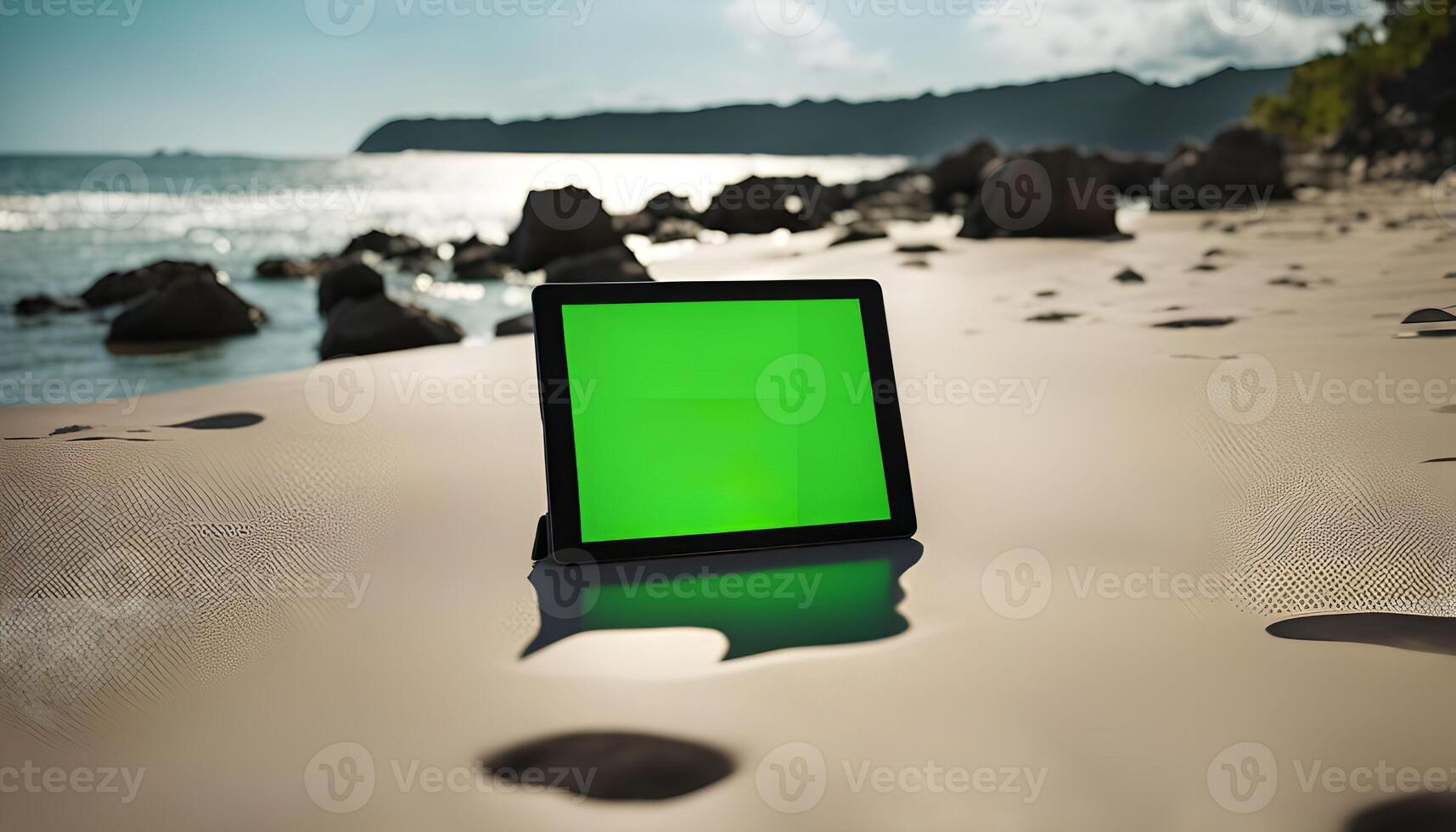 Tablet on a Tropical Beach photo